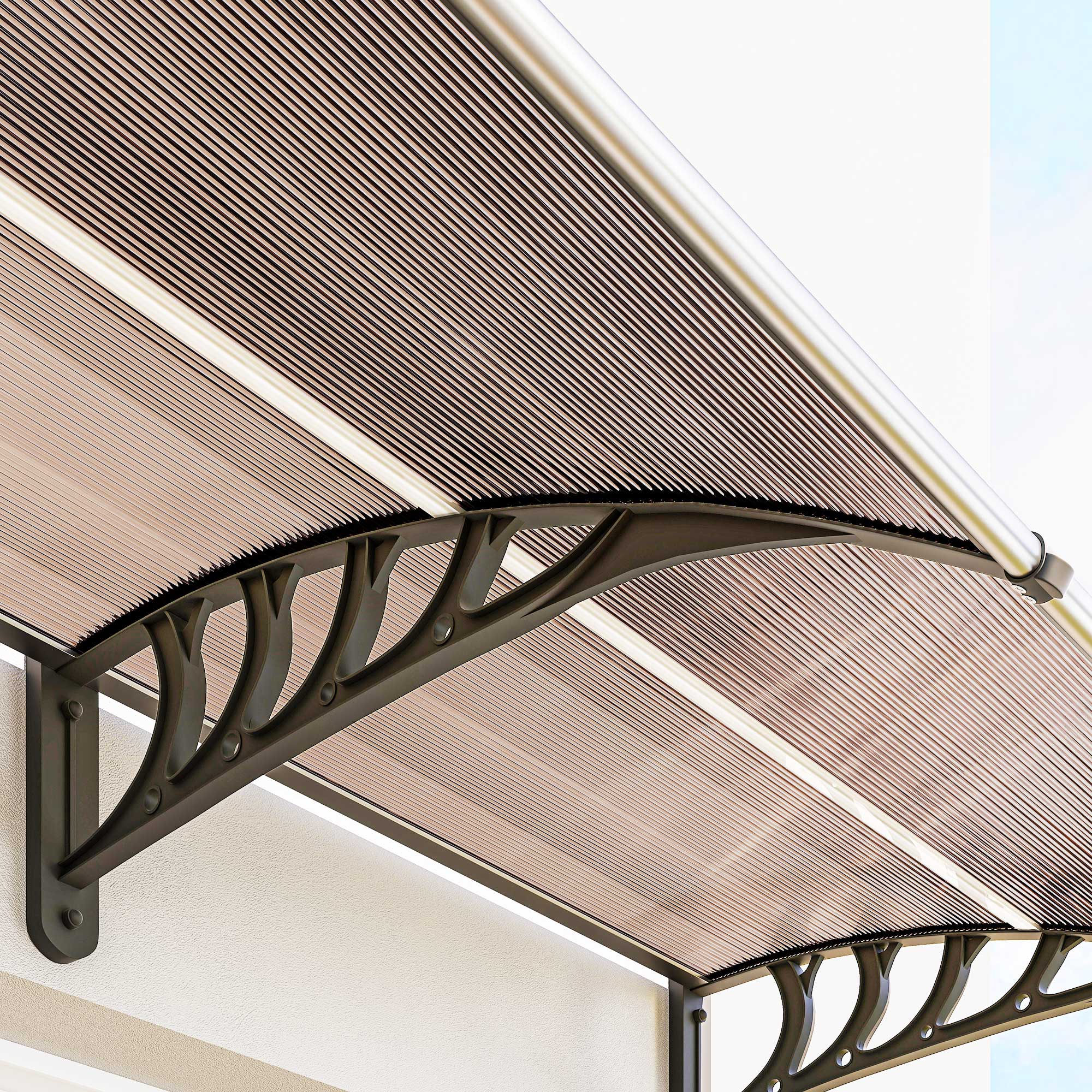 Outsunny Tejadillo De Protección 303x96 Cm Para Puertas Y Ventanas Marrón - Image 4