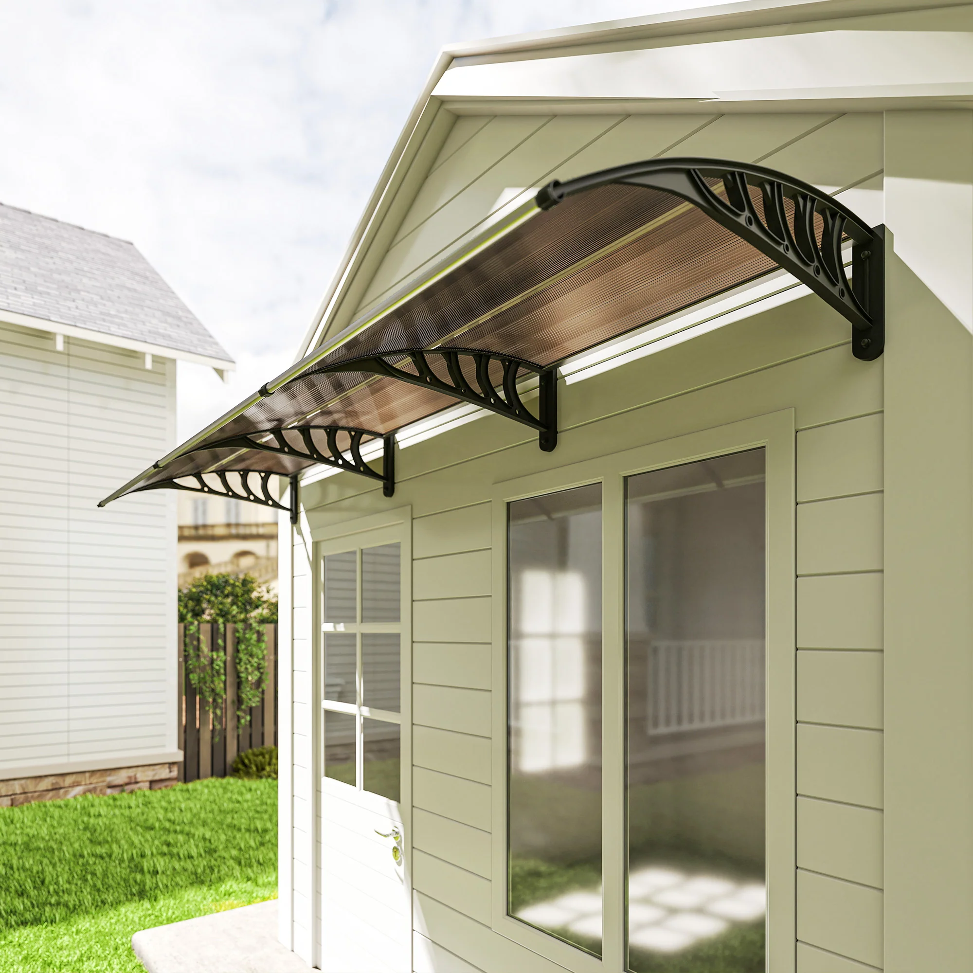 Outsunny Tejadillo De Protección 303x96 Cm Para Puertas Y Ventanas Marrón - Image 5