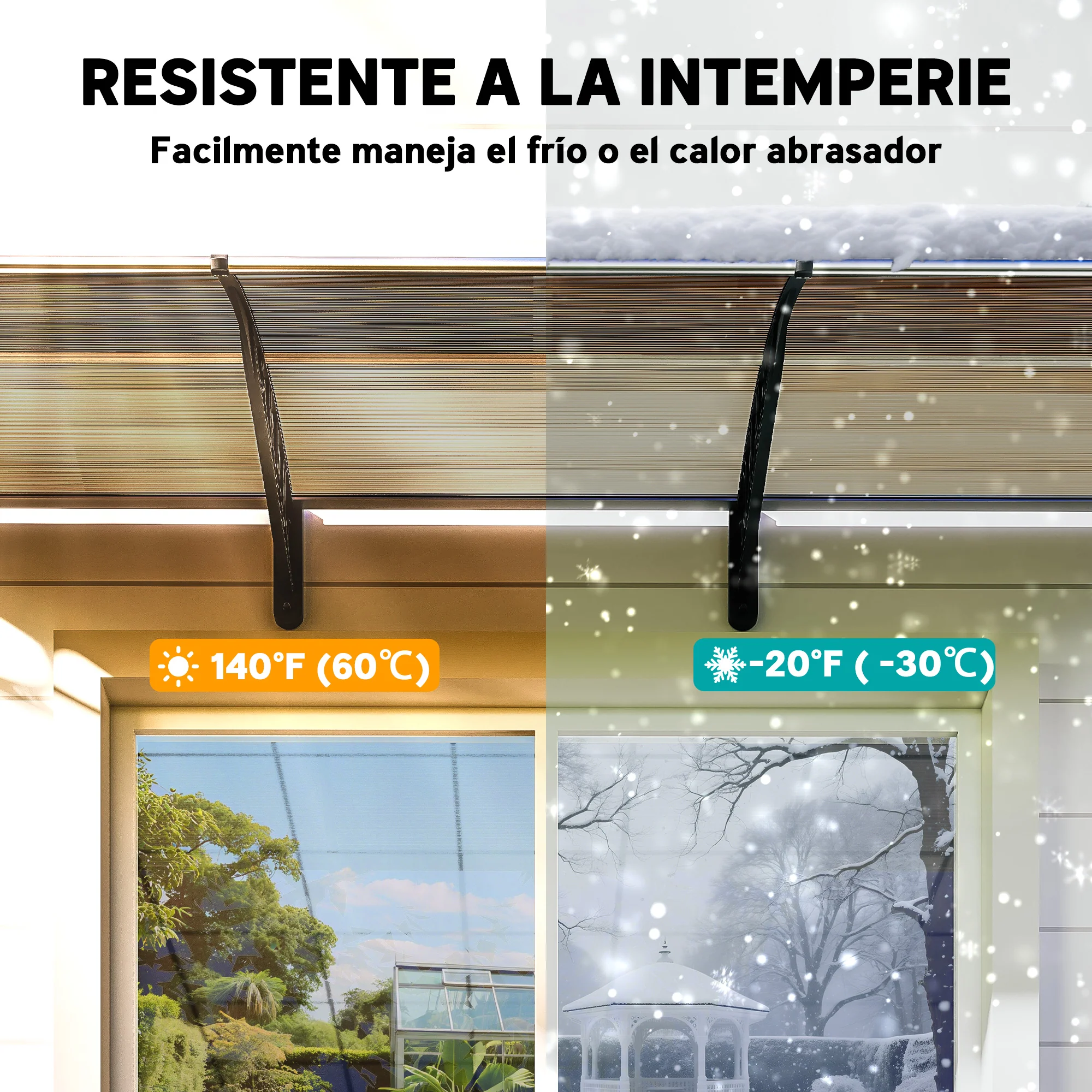 Outsunny Tejadillo De Protección 303x96 Cm Para Puertas Y Ventanas Marrón - Image 6