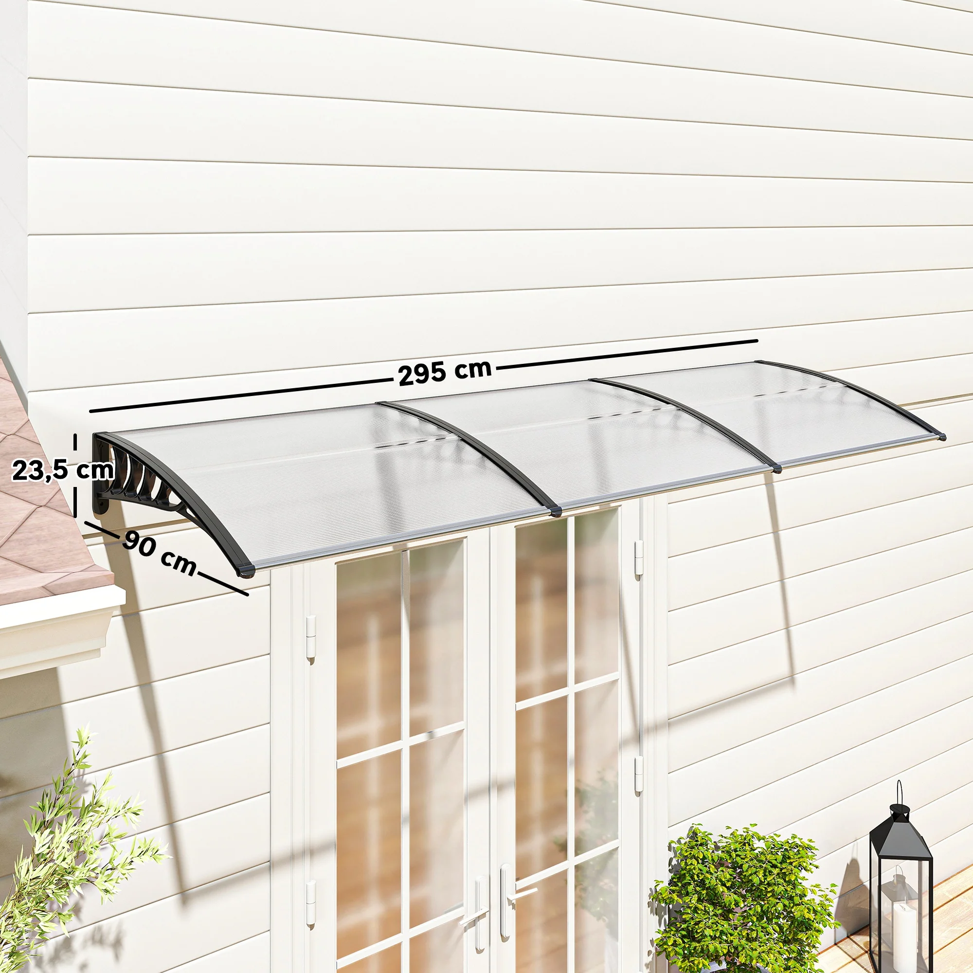 Outsunny Tejadillo De Protección Contra Sol Y Lluvia Para Puertas 90x295x23,5 Cm - Image 3
