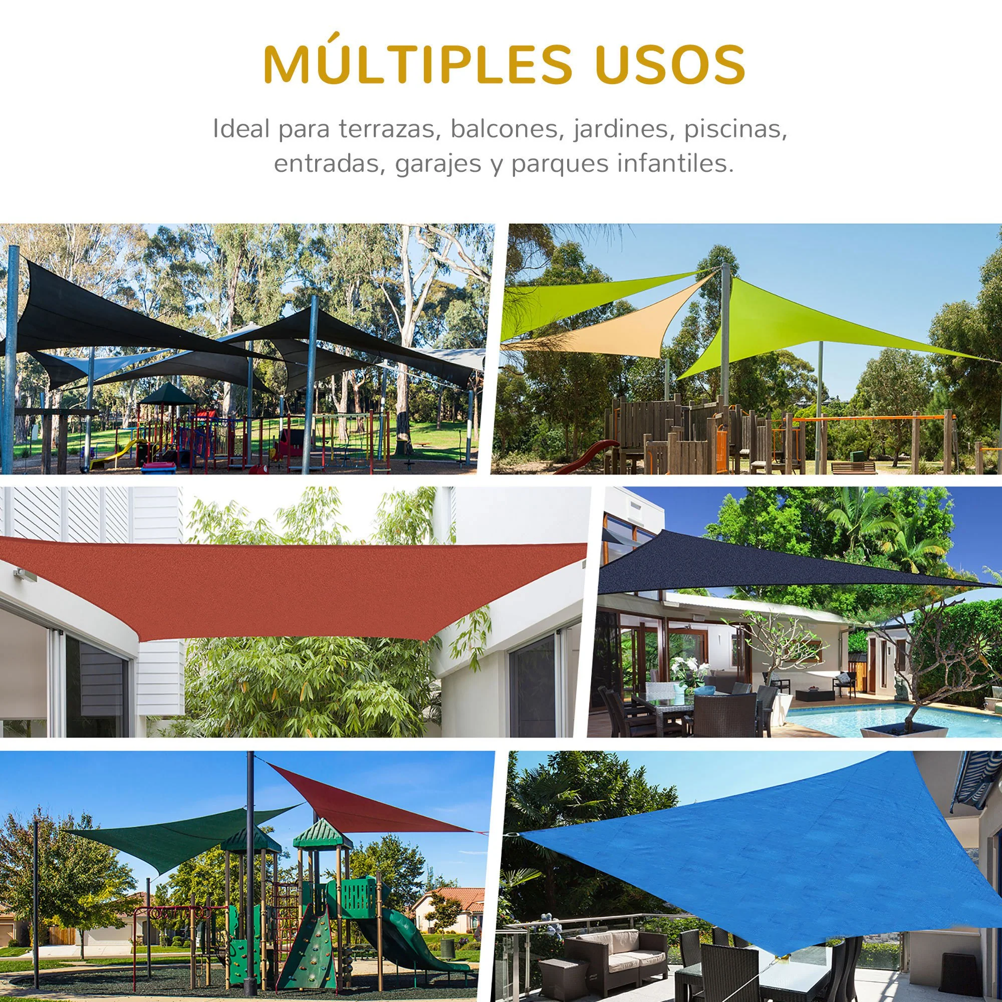 Outsunny Toldo De Vela Sombrilla Parasol Rectángulo Tejido De Poliester 185 G/m² - Image 4