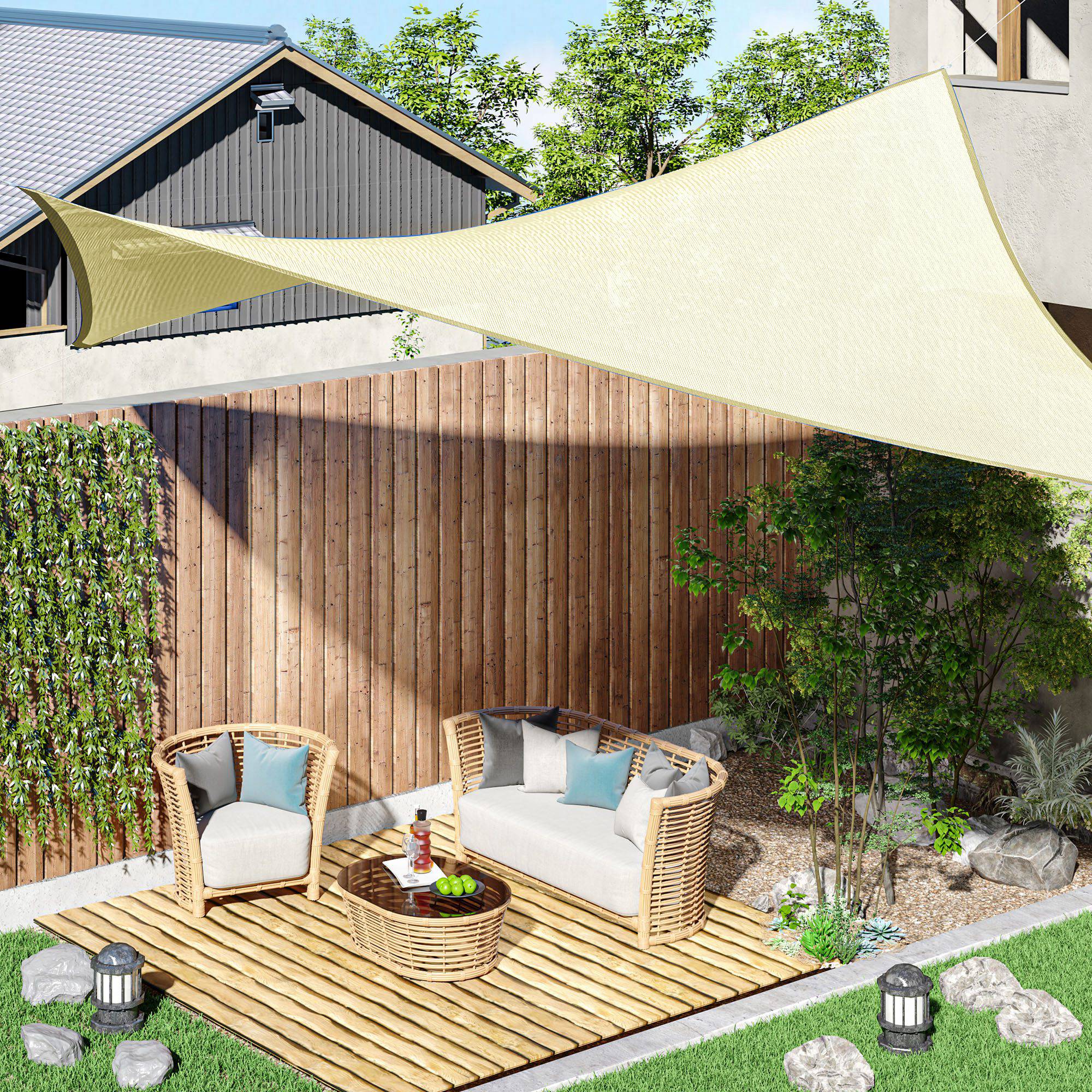 Outsunny Toldo De Vela Sombrilla Parasol Rectángulo Tejido De Poliester 185 G/m² - Image 2