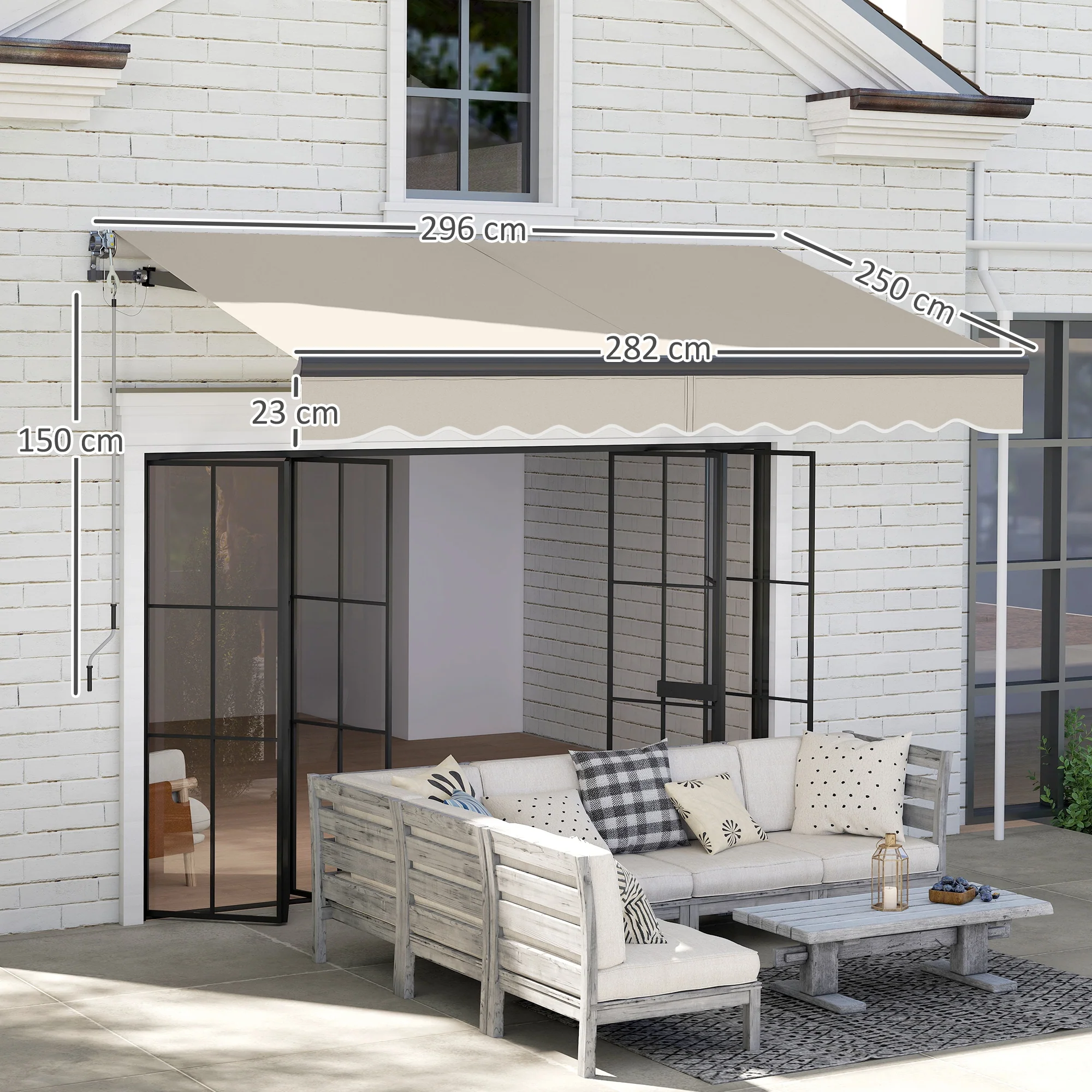 Outsunny Toldo Eléctrico Retráctil Con Mando A Distancia 3x2,5 M Crema - Image 3