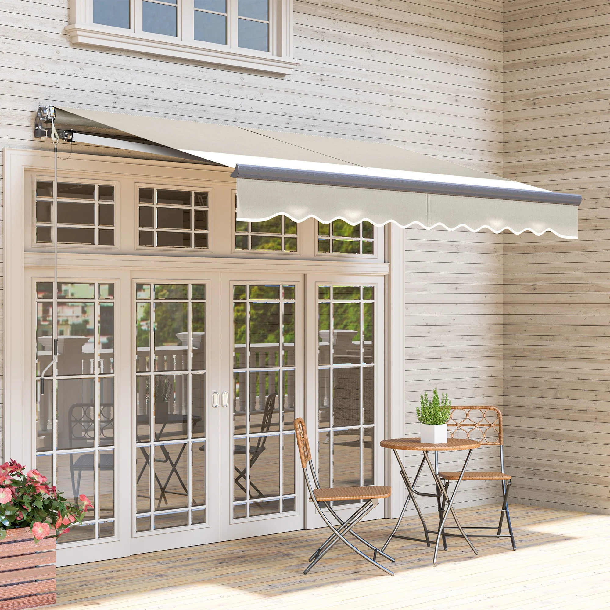 Outsunny Toldo Eléctrico Retráctil Con Mando A Distancia 3x2,5 M Crema - Image 4