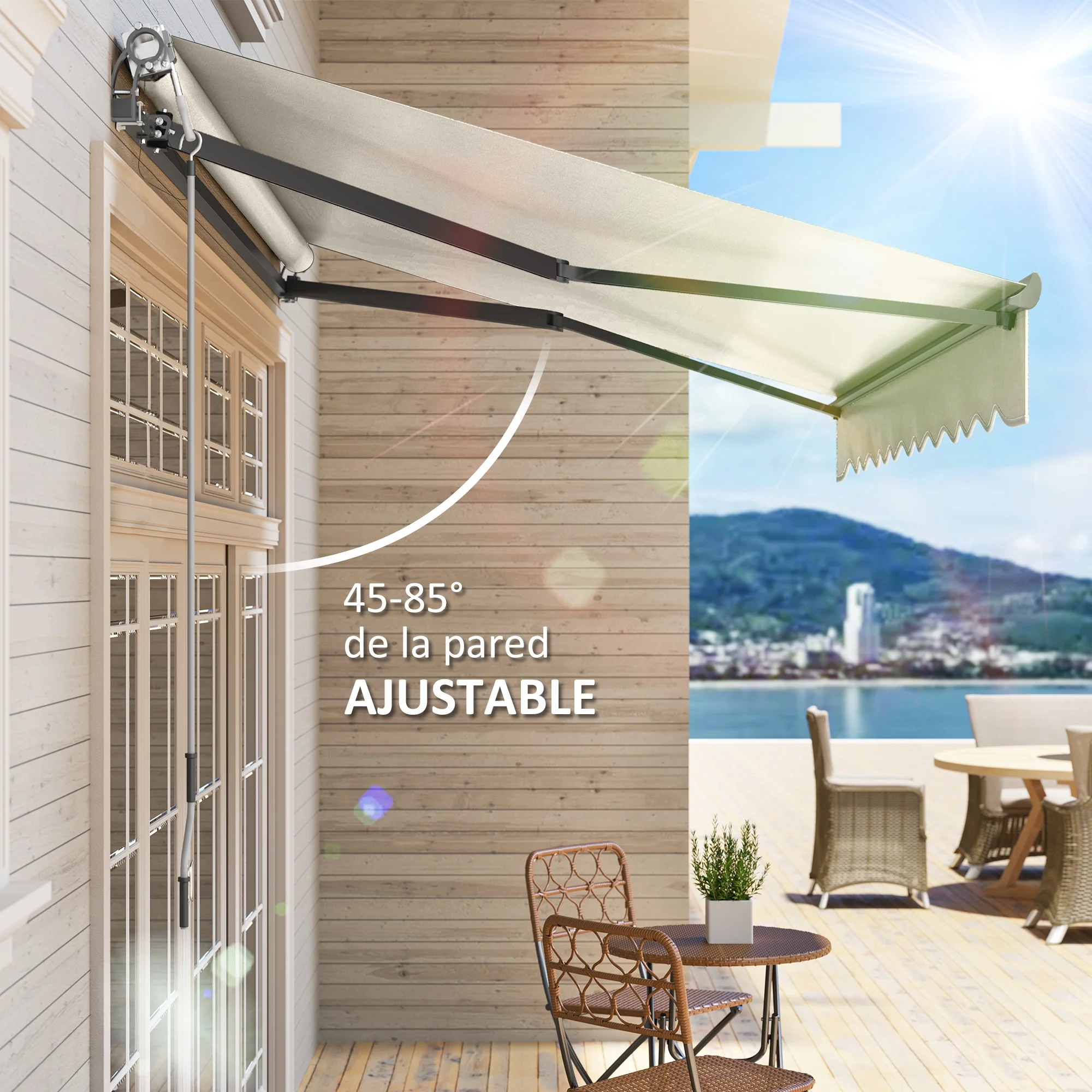 Outsunny Toldo Eléctrico Retráctil Con Mando A Distancia 3x2,5 M Crema - Image 6