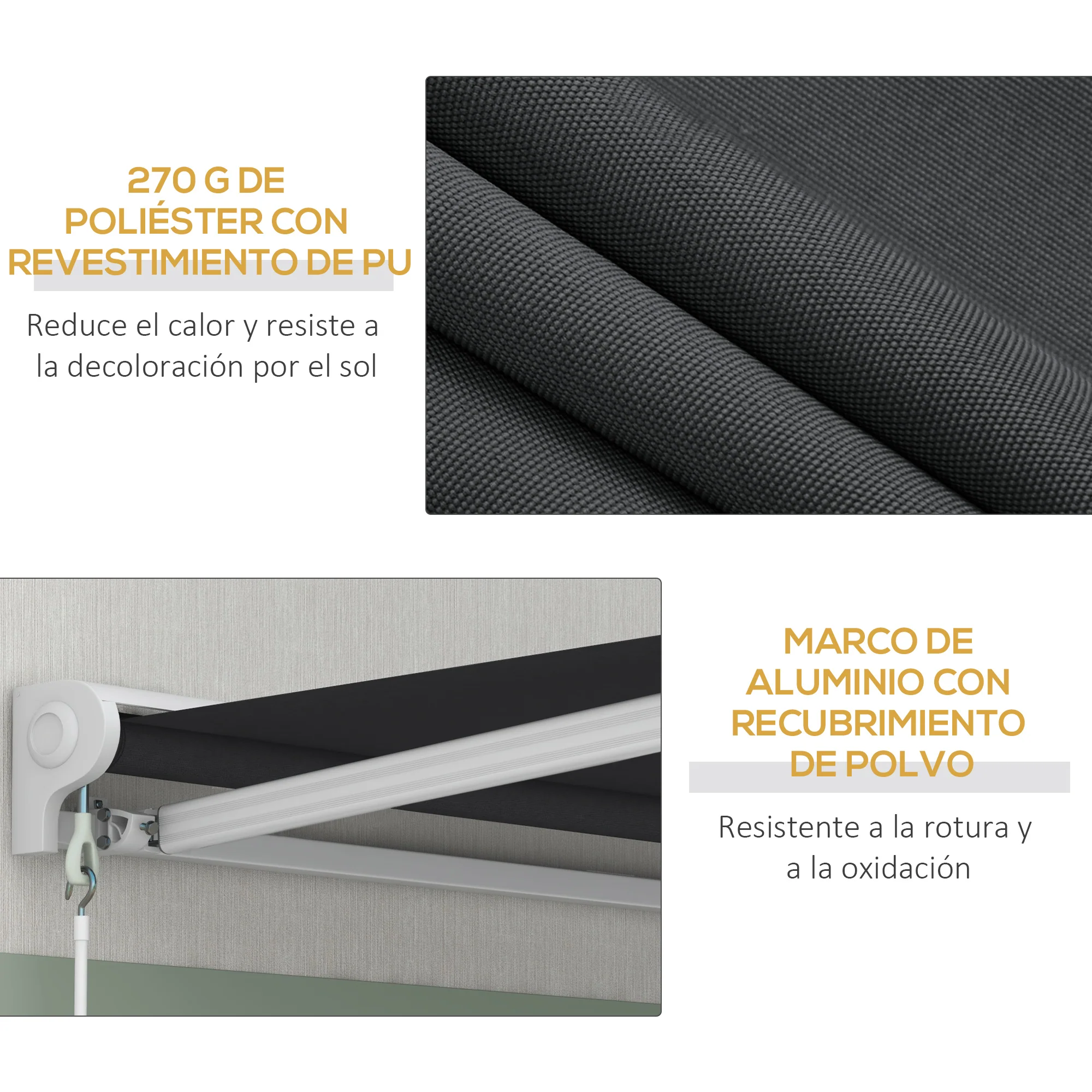 Outsunny Toldo Eléctrico Retráctil Y Manual 2,5x2 M Con Mando A Distancia Gris - Image 6