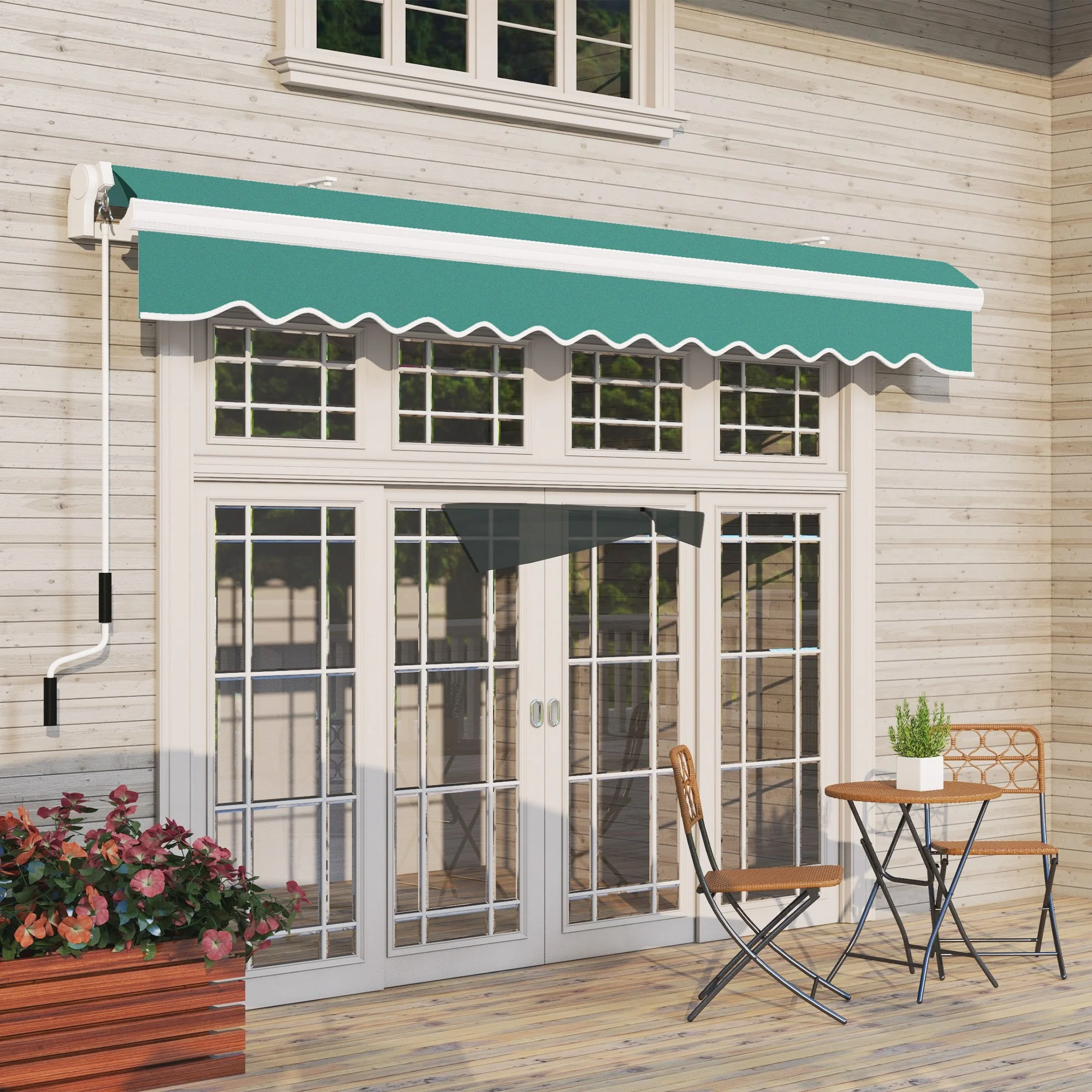 Outsunny Toldo Manual Plegable De Aluminio Con Manivela 395x245 Cm Verde - Image 4