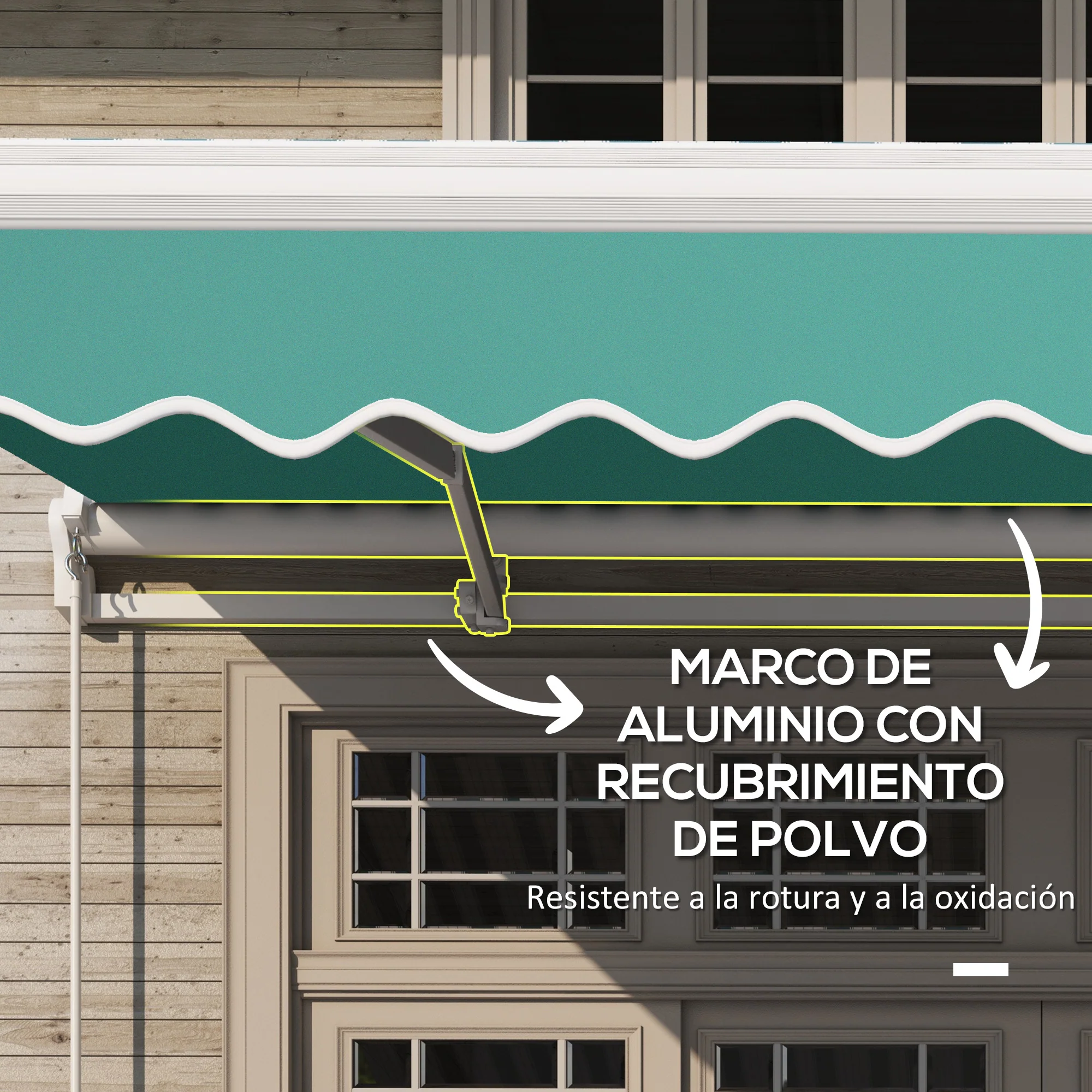 Outsunny Toldo Manual Plegable De Aluminio Con Manivela 395x245 Cm Verde - Image 6