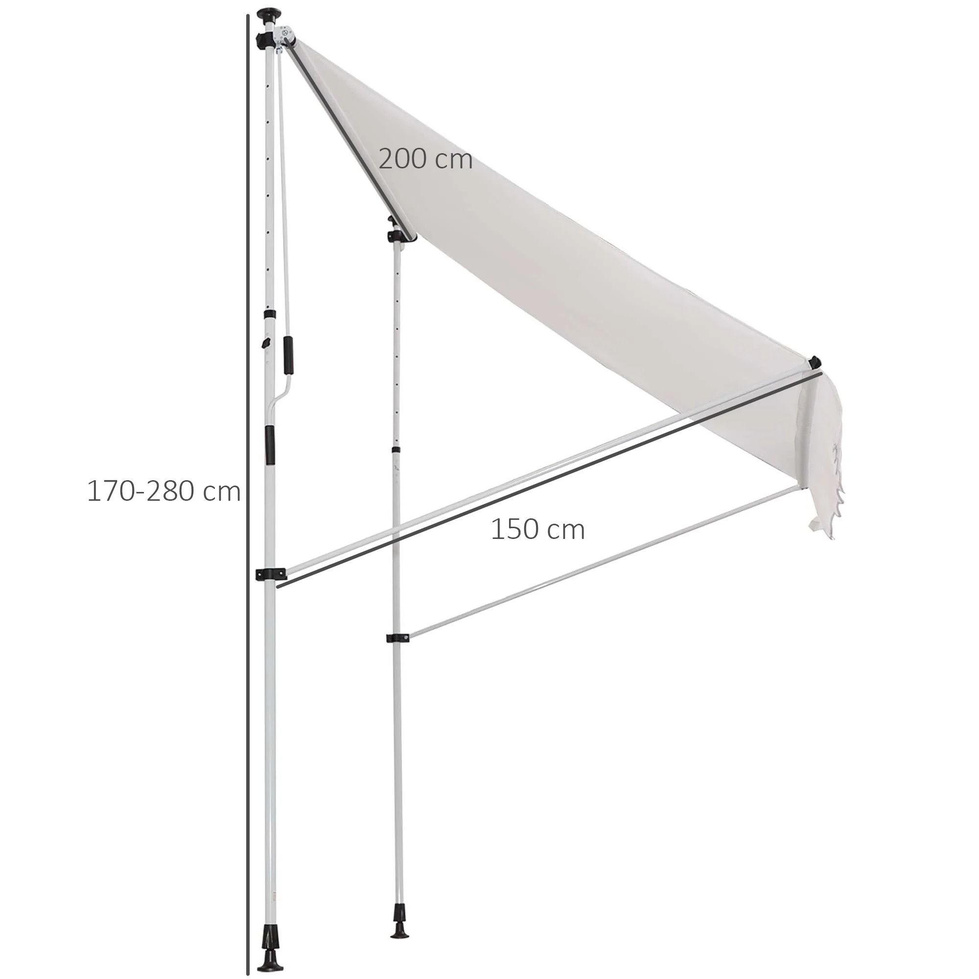 Outsunny Toldo Manual Retráctil 200x150x170-280cm Con Manivela Para Terraza - Image 3