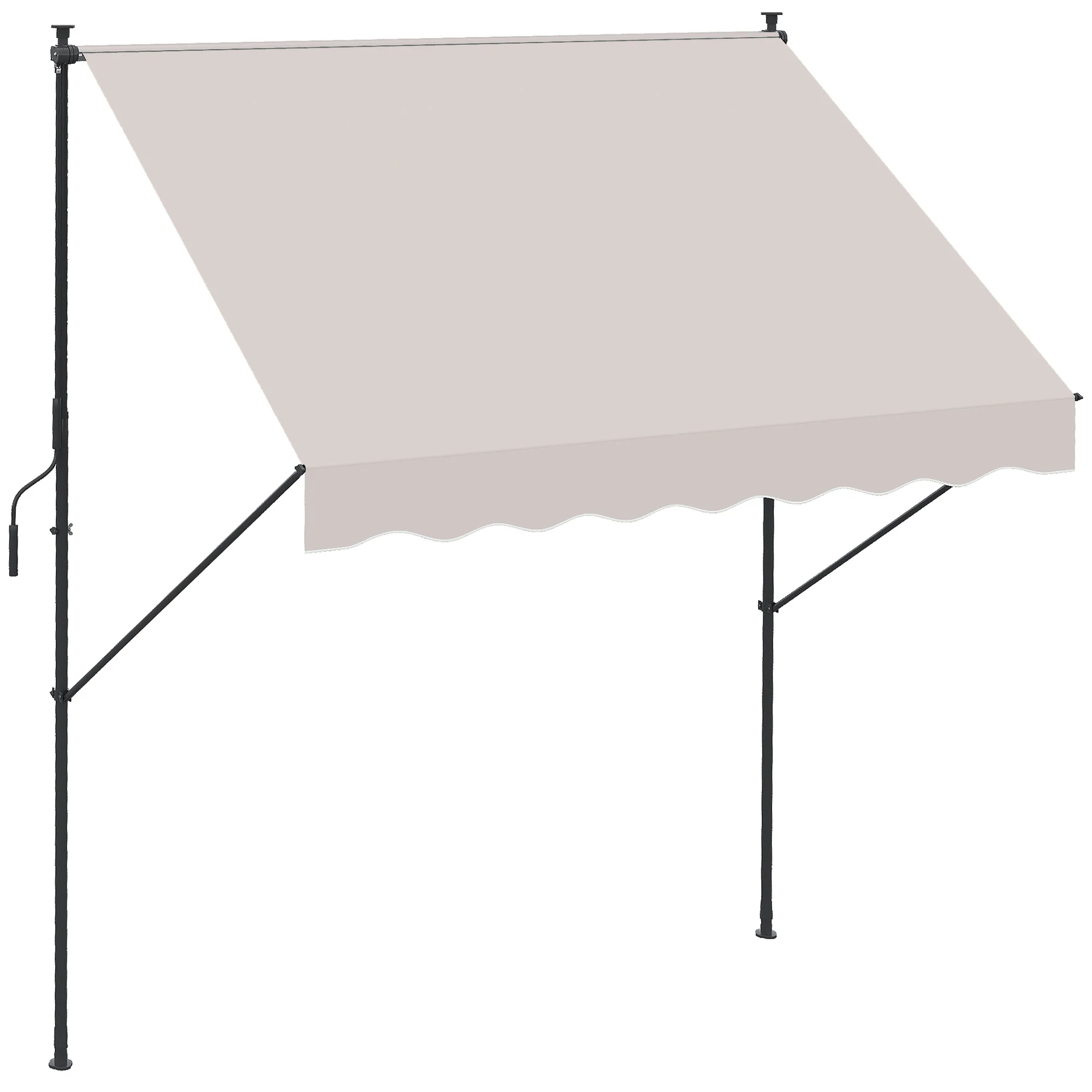 Outsunny Toldo Manual Retráctil 200x175x210-310cm Manivela Protecciónuv40+ Crema