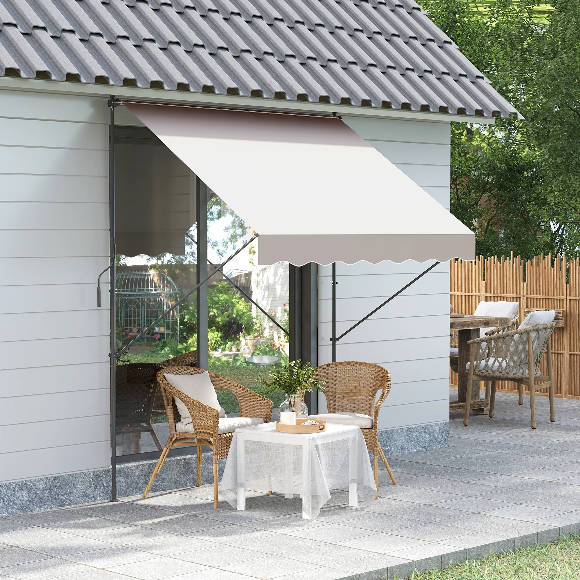 Outsunny Toldo Manual Retráctil 200x175x210-310cm Manivela Protecciónuv40+ Crema - Image 2