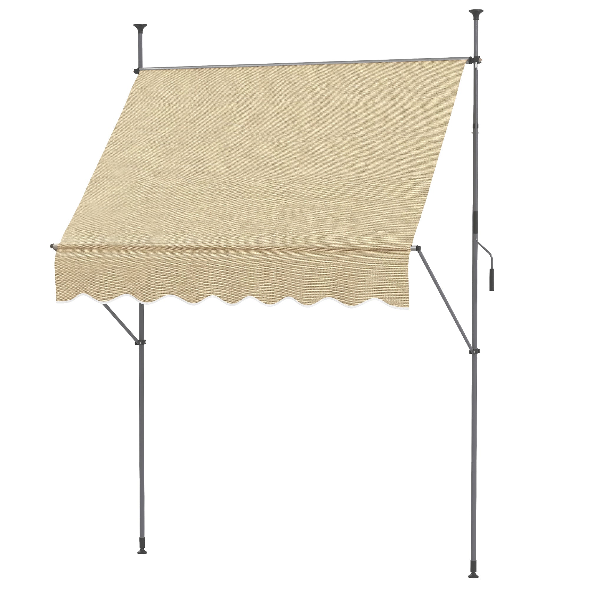 Outsunny Toldo Manual Retráctil 2x1,2 M Altura Ajustable Con Manivela 210-300 Cm