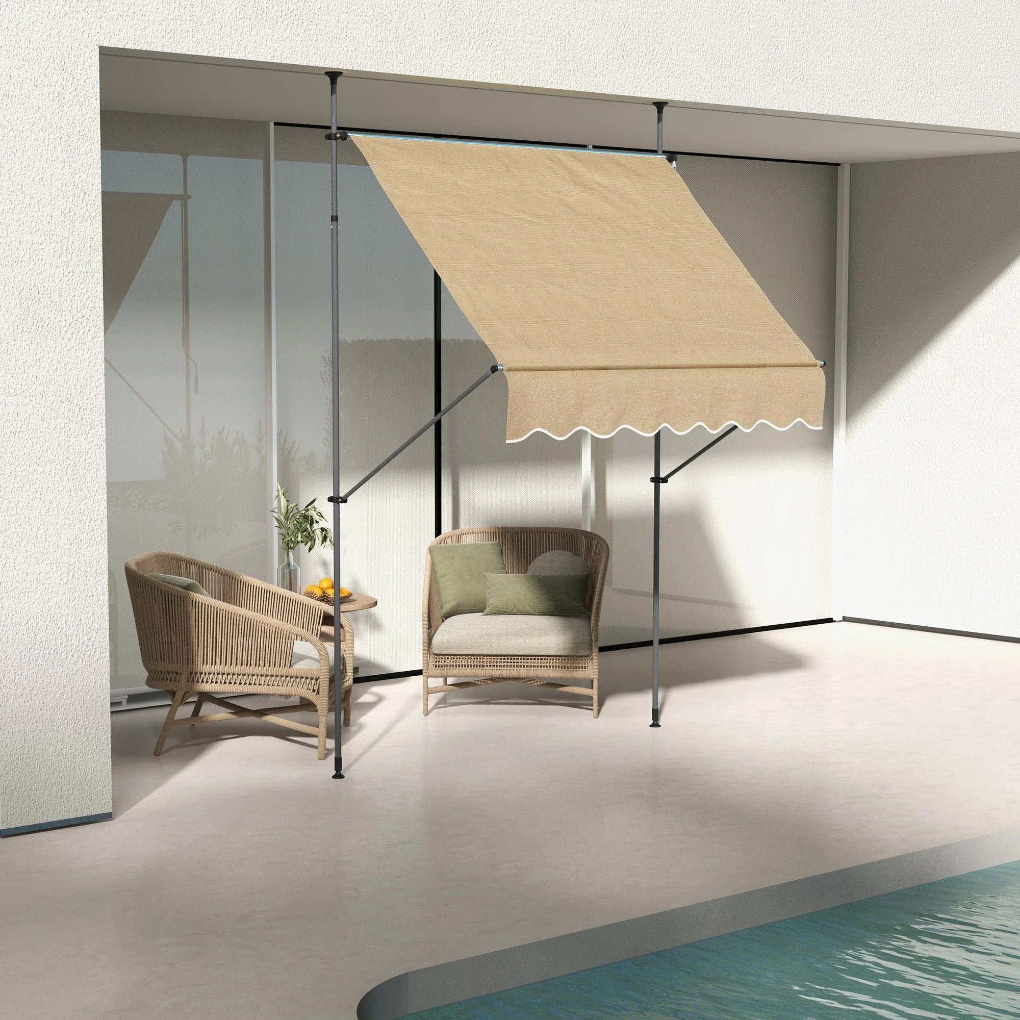 Outsunny Toldo Manual Retráctil 2x1,2 M Altura Ajustable Con Manivela 210-300 Cm - Image 2