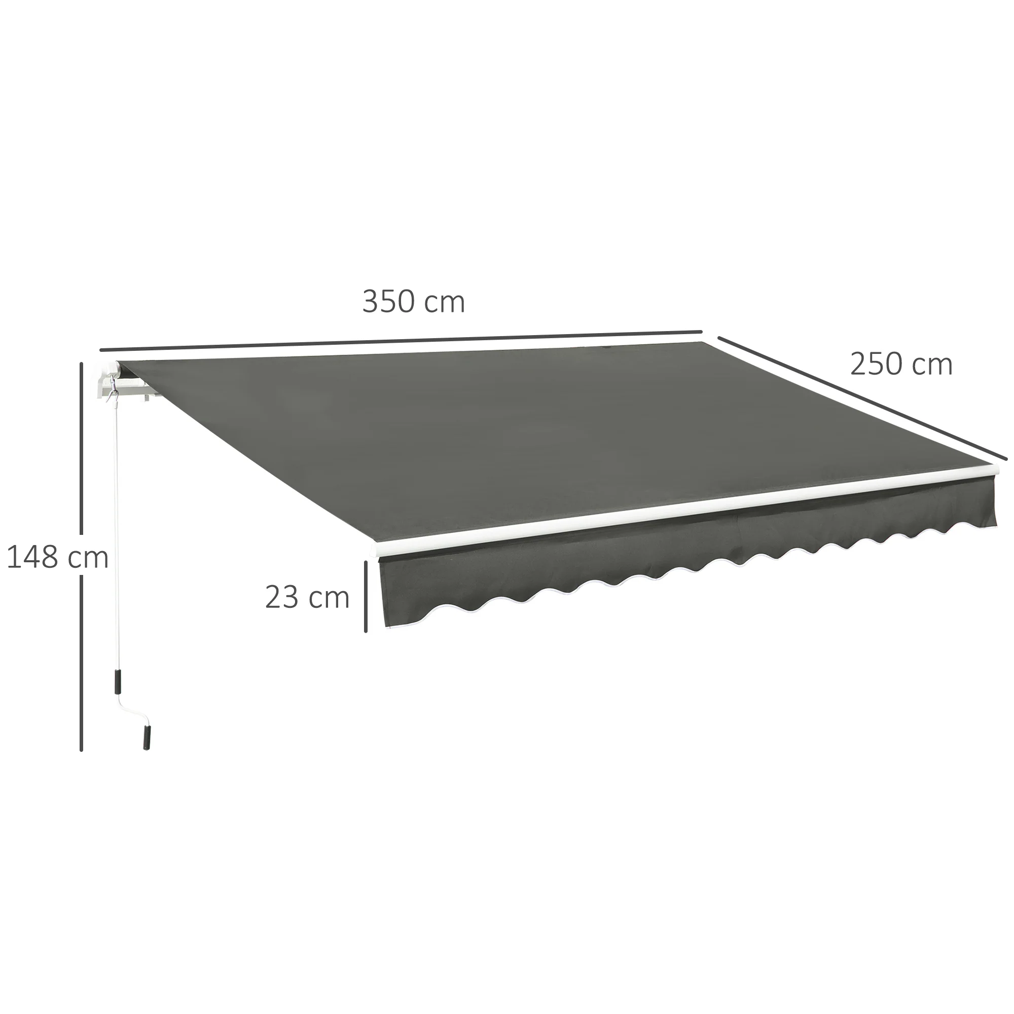 Outsunny Toldo Manual Retráctil 350x250 Cm Con Manivela De Metal Gris - Image 3