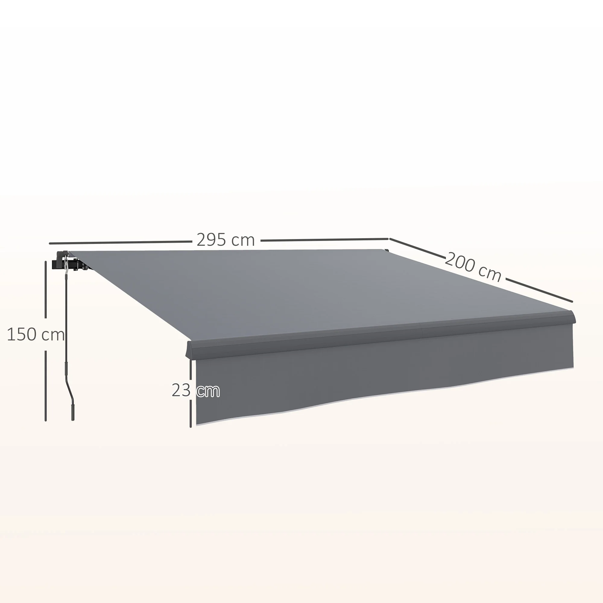 Outsunny Toldo Manual Retráctil 3x2 M Ajustable Con Manivela Protección Uv50+ - Image 3