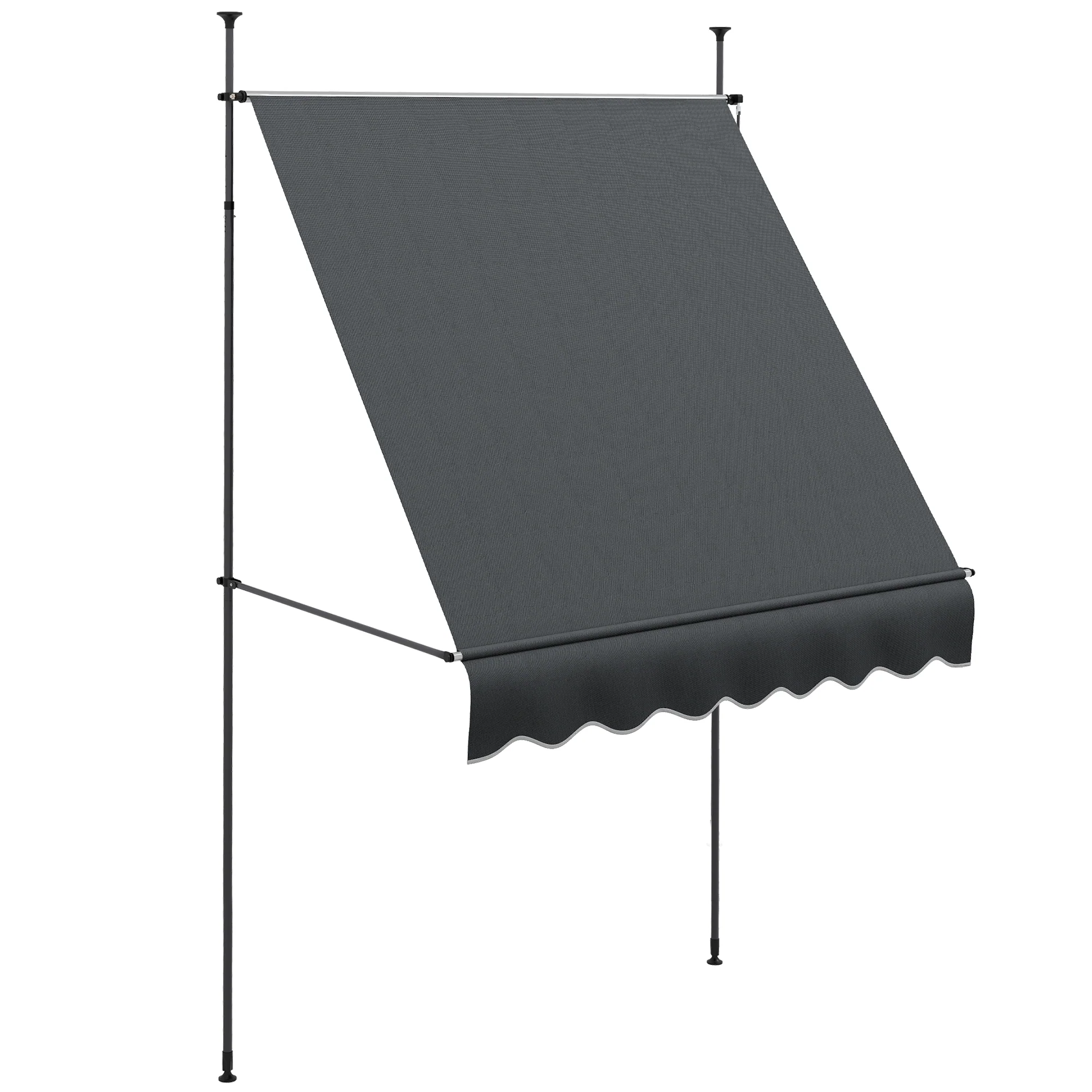 Outsunny Toldo Manual Retráctil Con Manivela 200x120x210-300 Cm Gris Oscuro