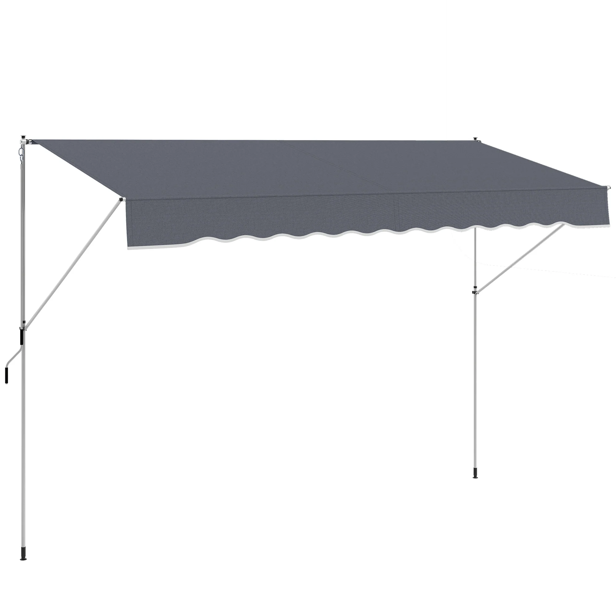 Outsunny Toldo Manual Retráctil Exterior 400x120x170-280 Cm Gris Oscuro