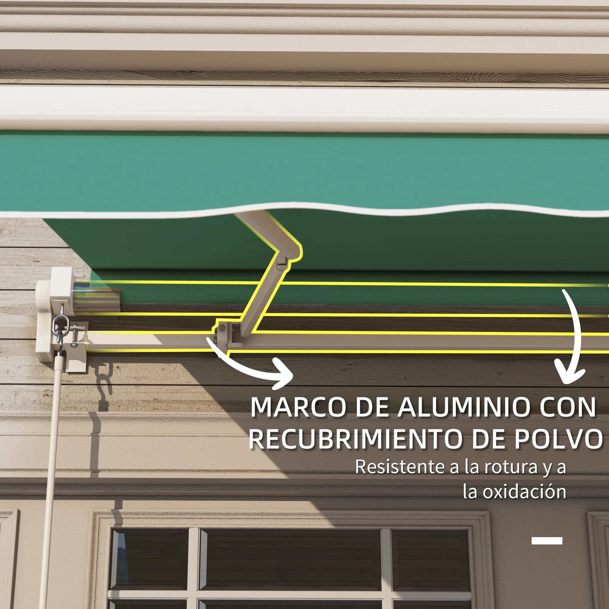 Outsunny Toldo Manual Retráctil Plegable Con Manivela Exterior 295x245 Cm Verde - Image 6