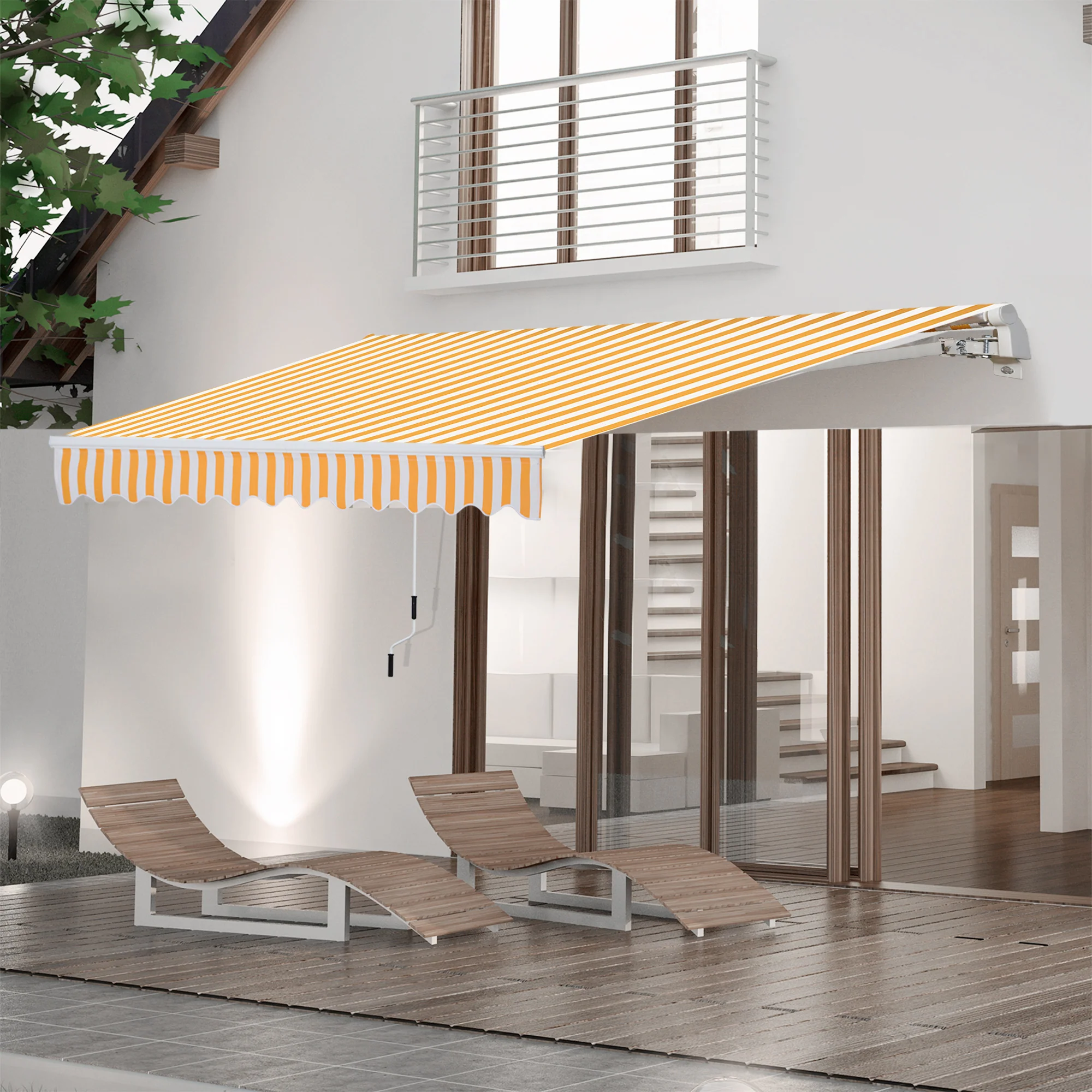Outsunny Toldo Manual Retráctil Plegable Con Manivela Exterior 295x245cm Naranja - Image 2