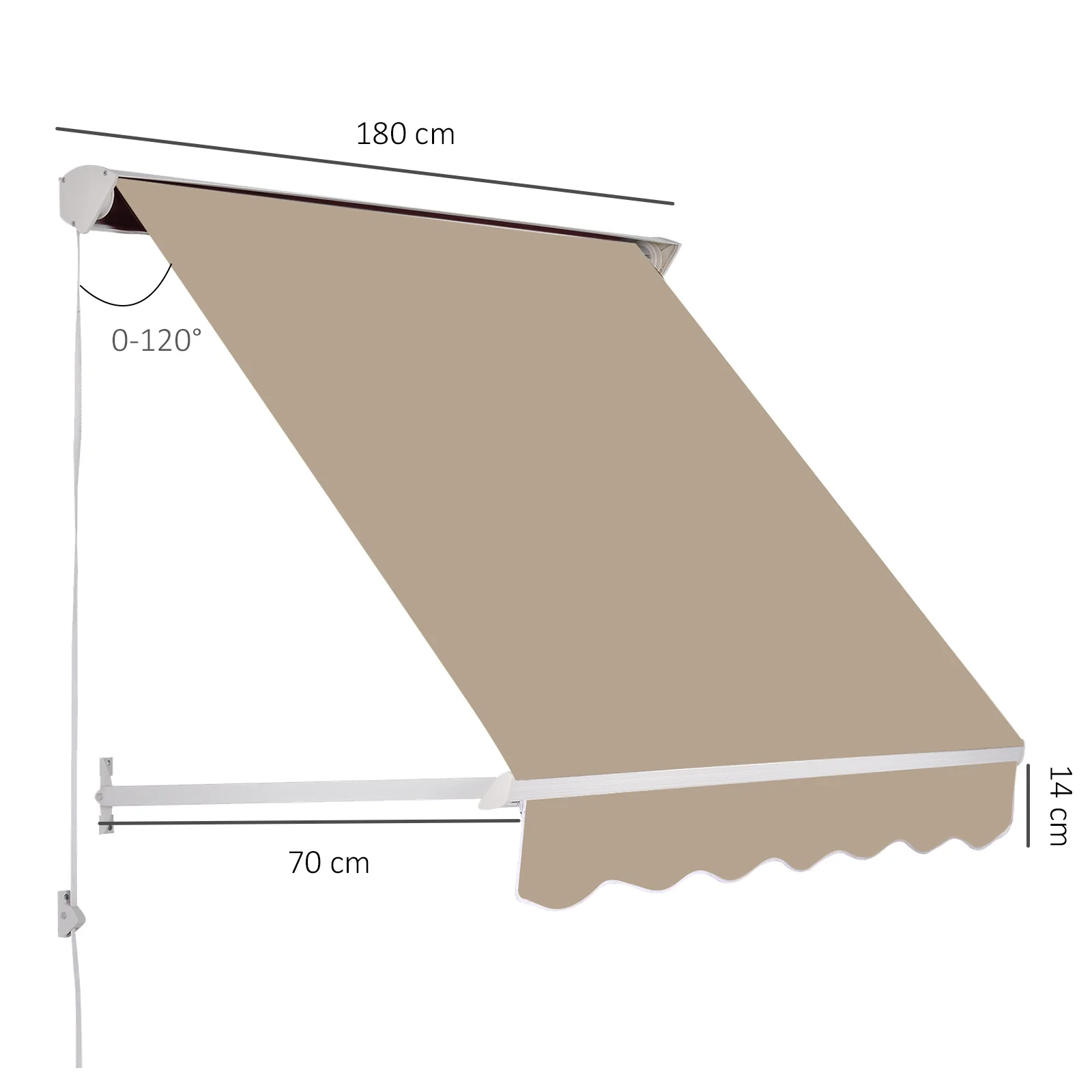 Outsunny Toldo Para Ventana Manual Con Marco De Aluminio 180x70 Cm Beige - Image 3