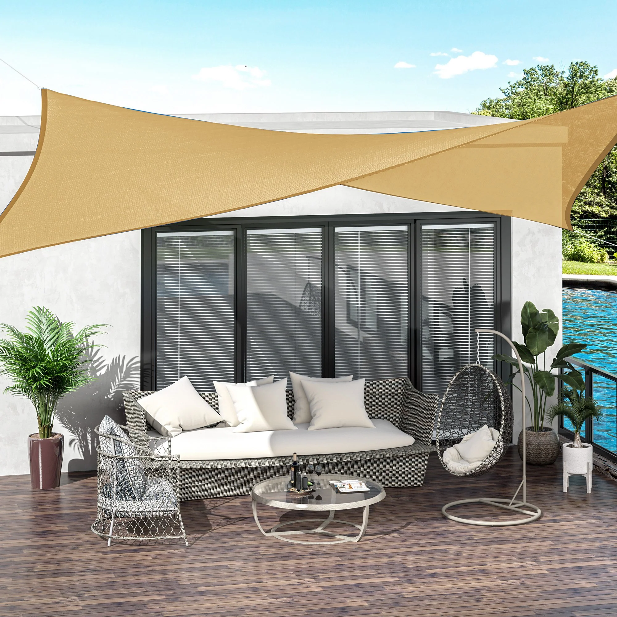 Outsunny Toldo Vela De Sombra Rectangular 4x6 M Con Anti-uv Arena - Image 2