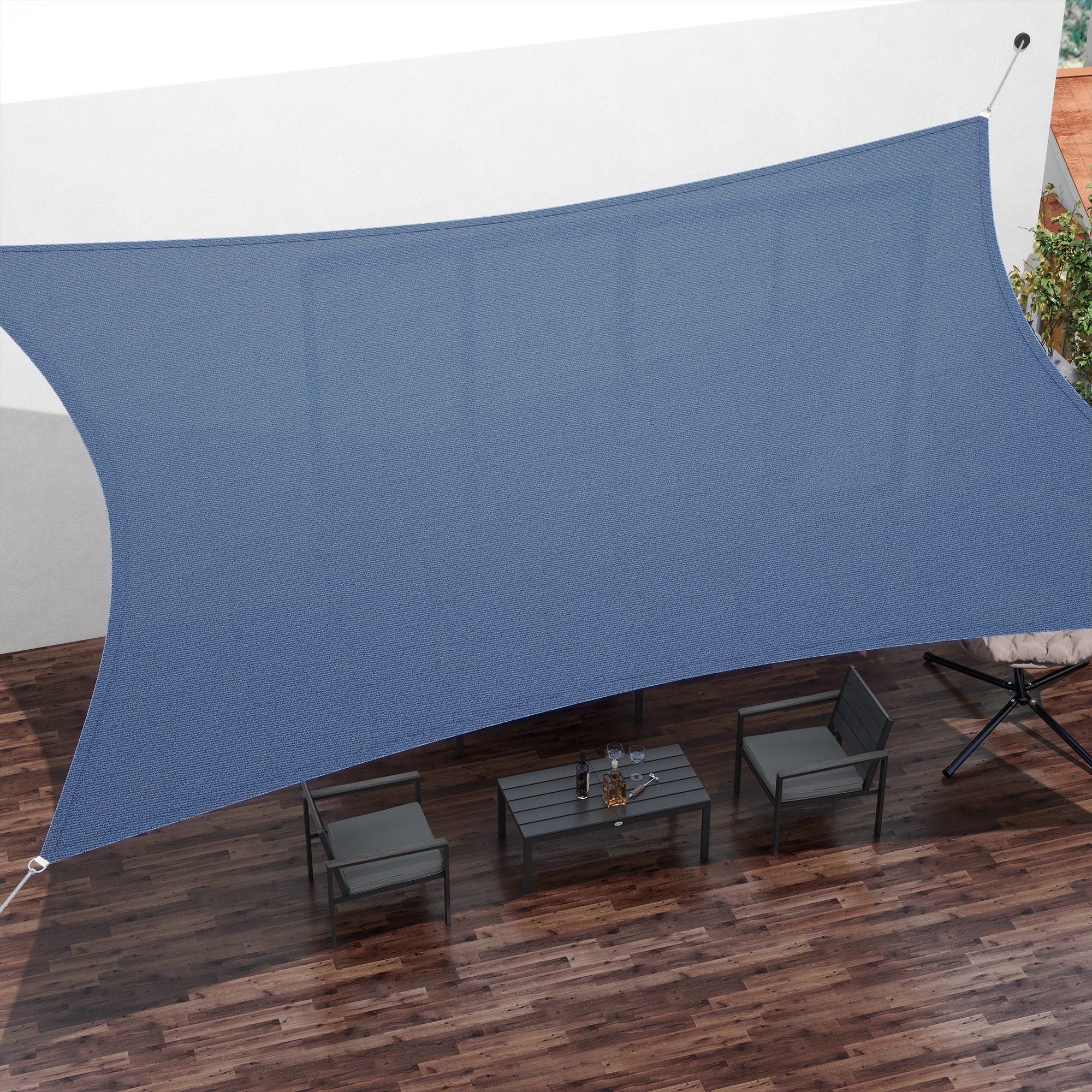 Outsunny Toldo Vela De Sombra Rectangular 4x6 M Con Anti-uv Azul - Image 5