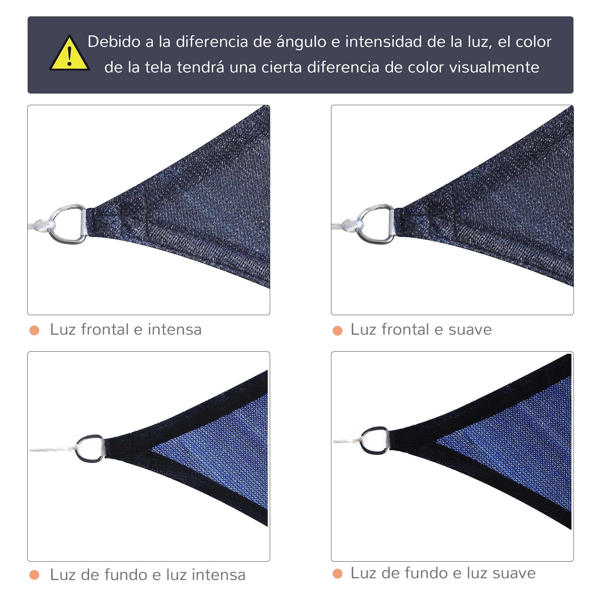 Outsunny Toldo Vela De Sombra Rectangular 4x6 M Con Anti-uv Azul - Image 6