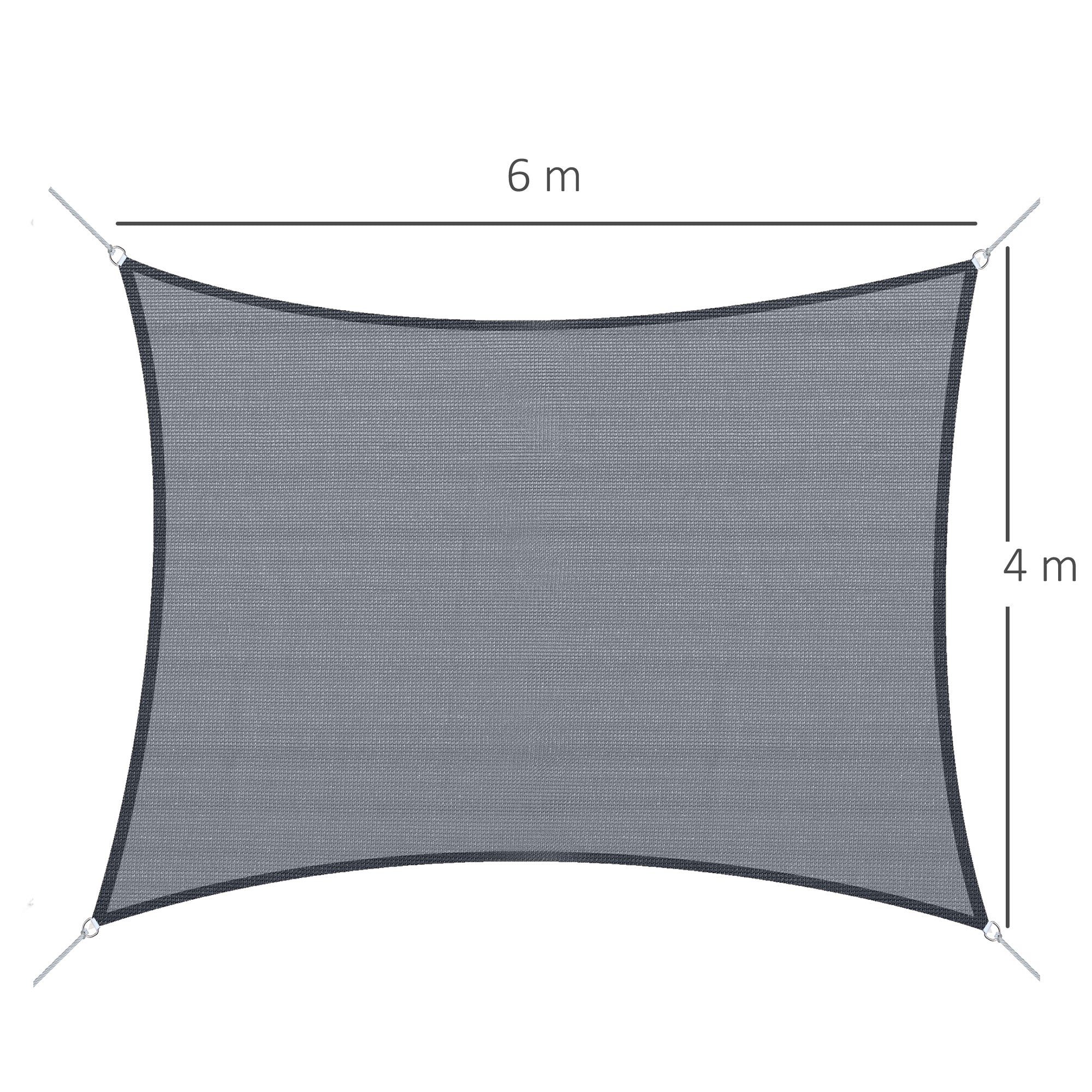 Outsunny Toldo Vela De Sombra Rectangular 4x6 M De Hdpe Gris - Image 3