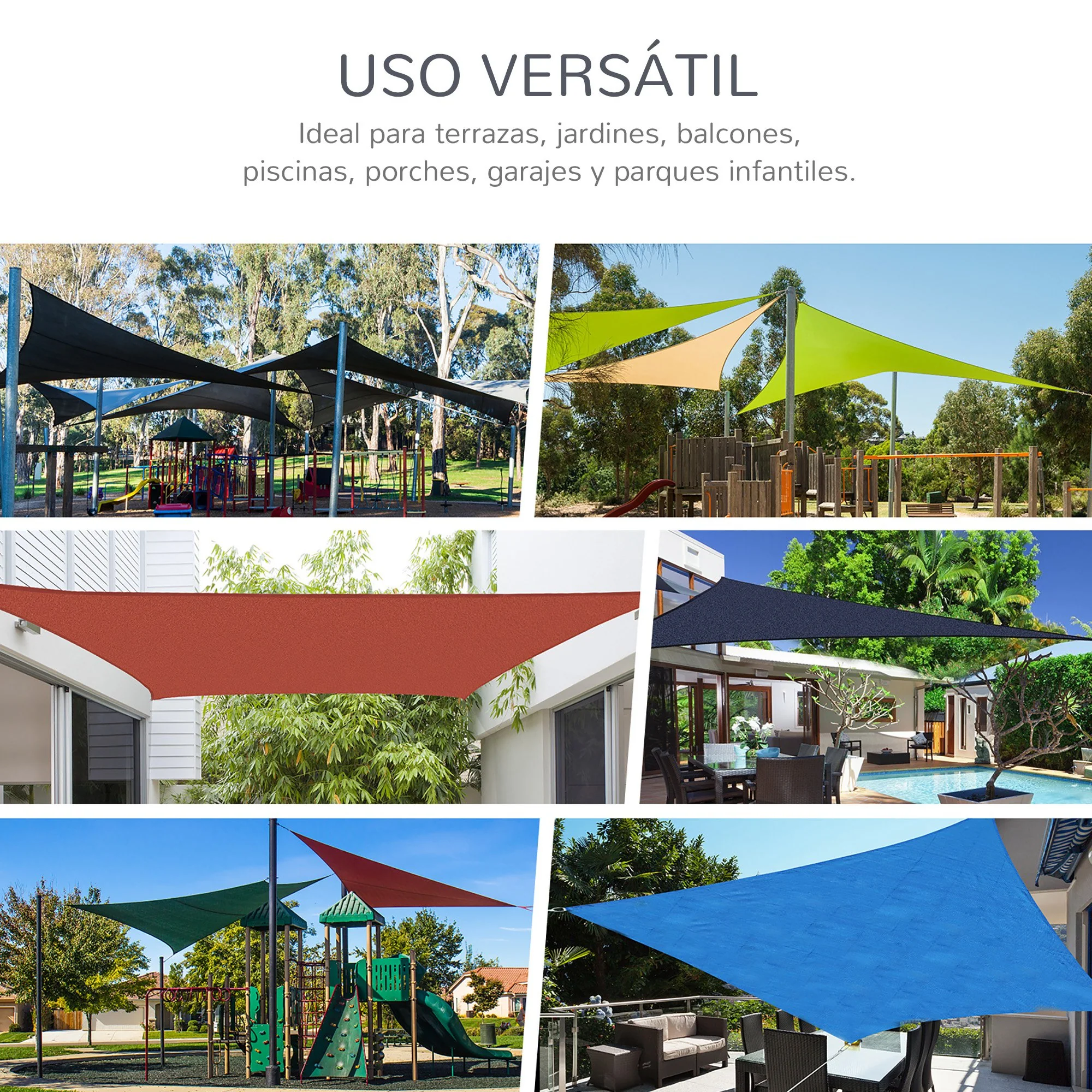 Outsunny Toldo Vela De Sombra Rectangular 4x6 M De Hdpe Gris - Image 4