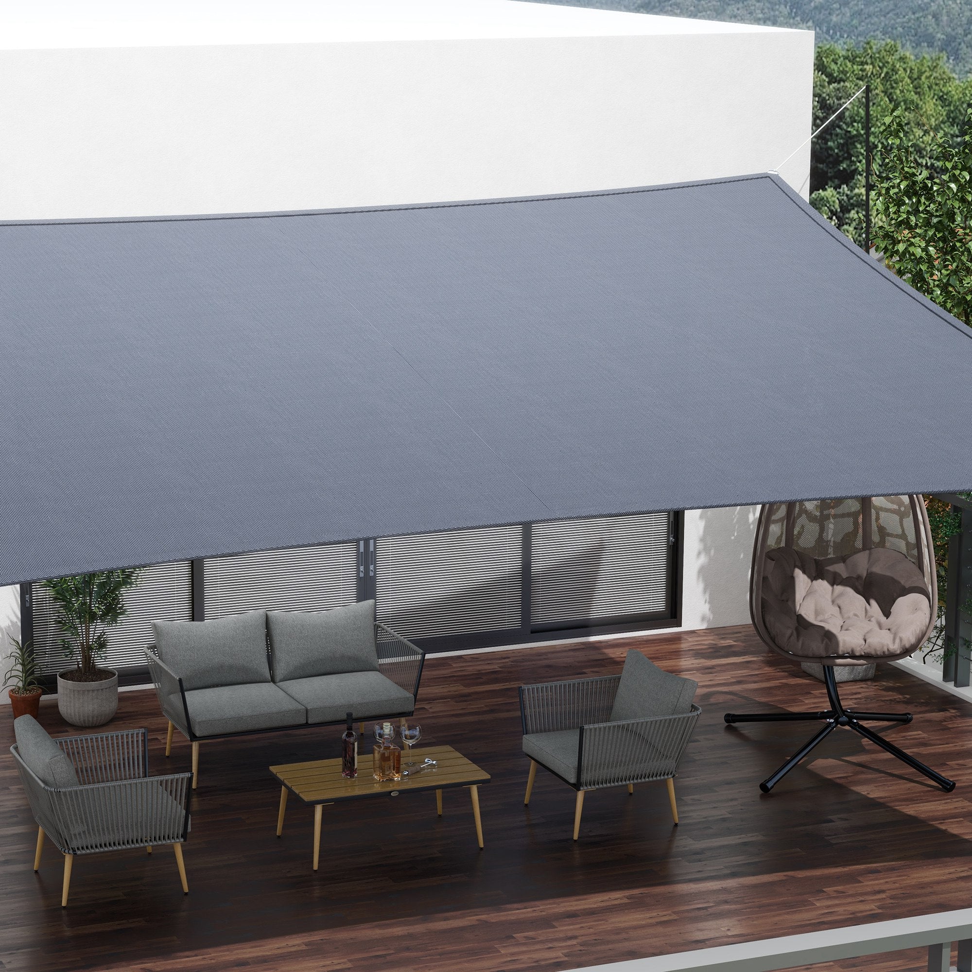 Outsunny Toldo Vela De Sombra Rectangular 4x6 M De Hdpe Gris - Image 5