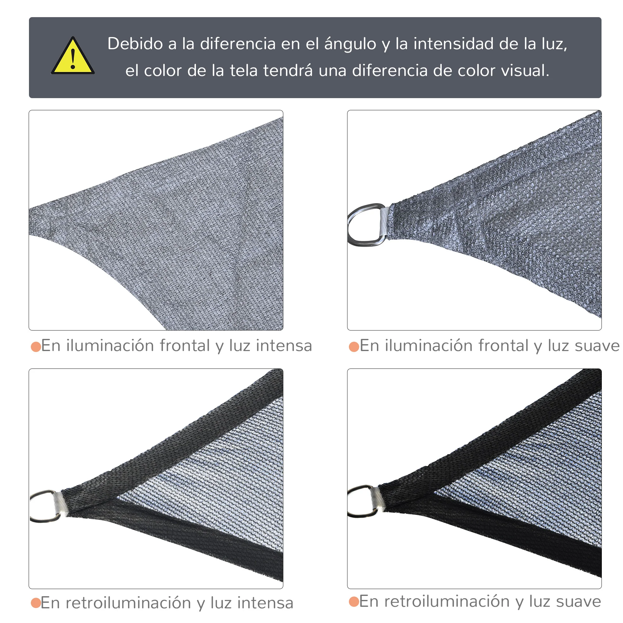 Outsunny Toldo Vela De Sombra Rectangular 4x6 M De Hdpe Gris - Image 6