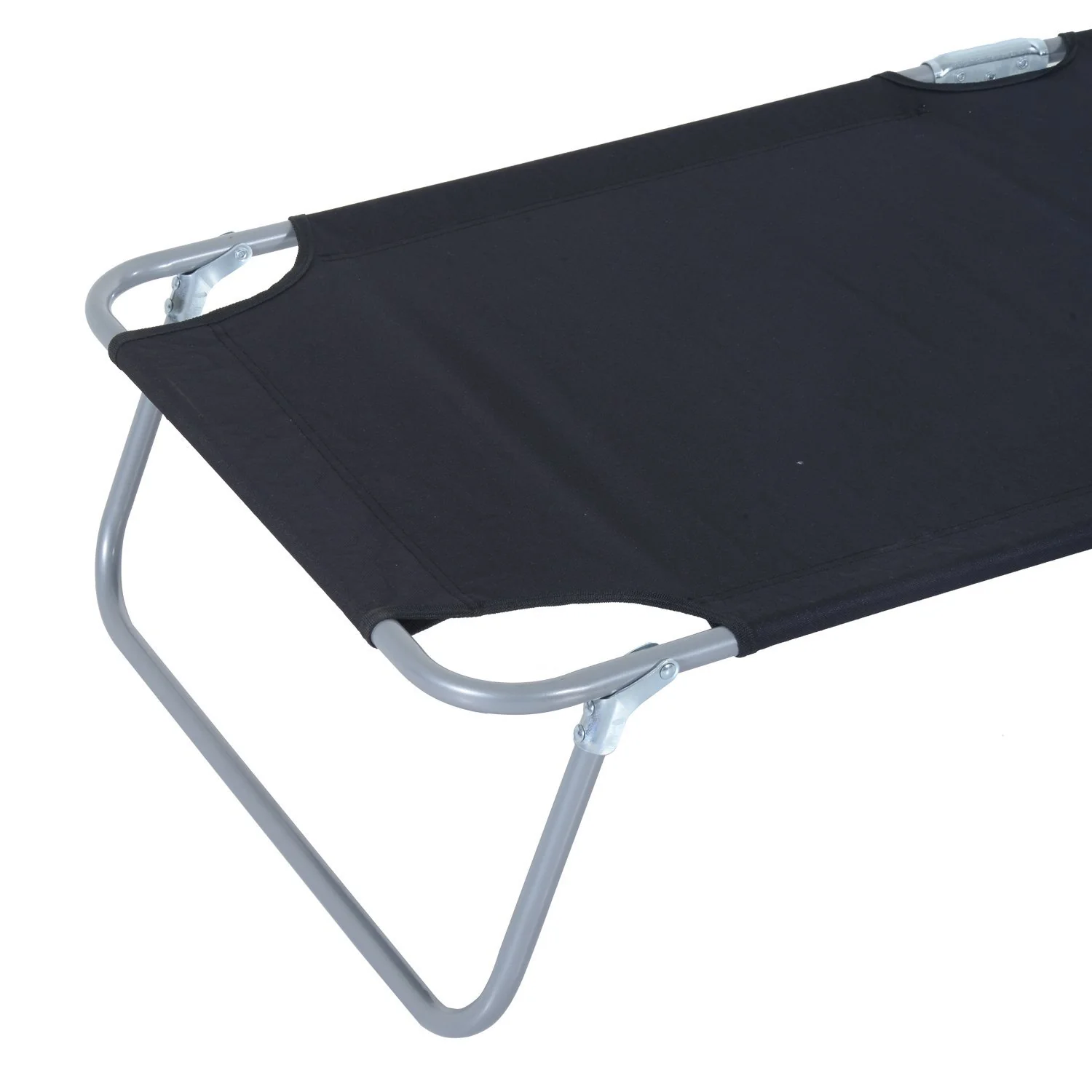 Outsunny Tumbona De Jardín Plegable Con Toldo Desmontable 187x58x36 Cm Negro - Image 4