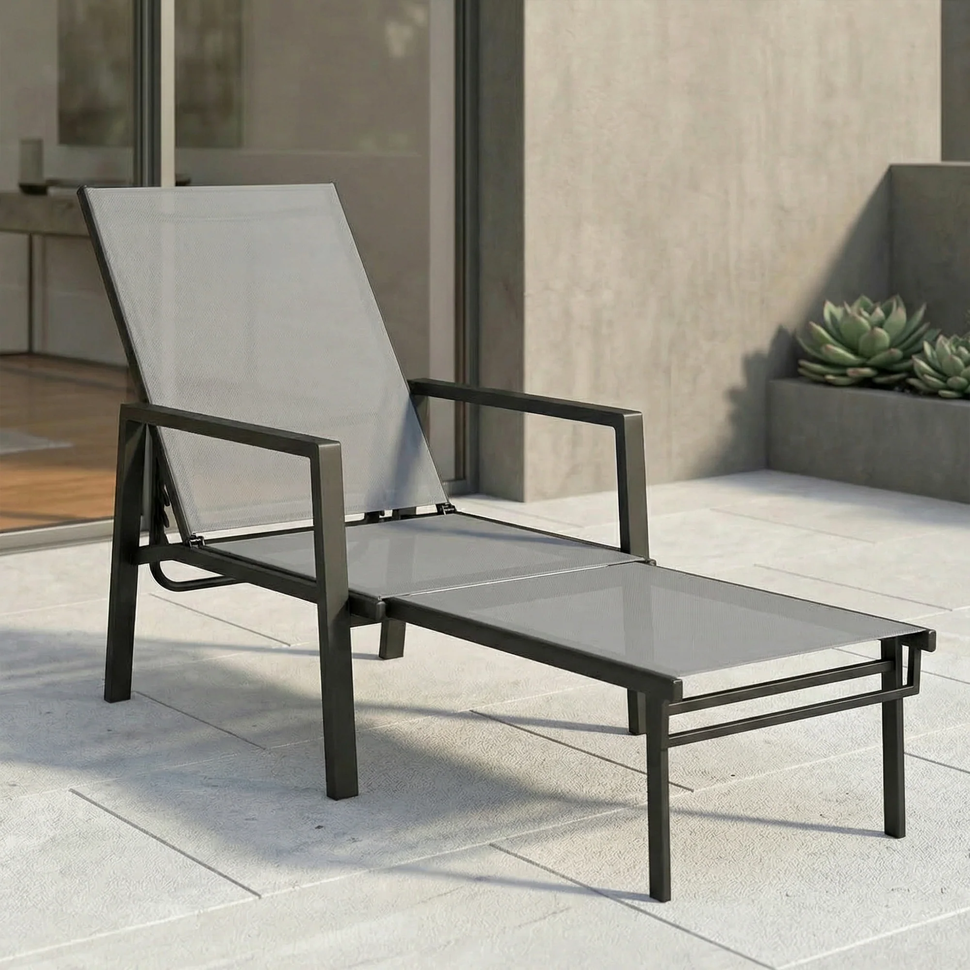 Outsunny Tumbona Plegable Con Reposapiés Retráctil Respaldo Ajustable 5 Niveles - Image 2
