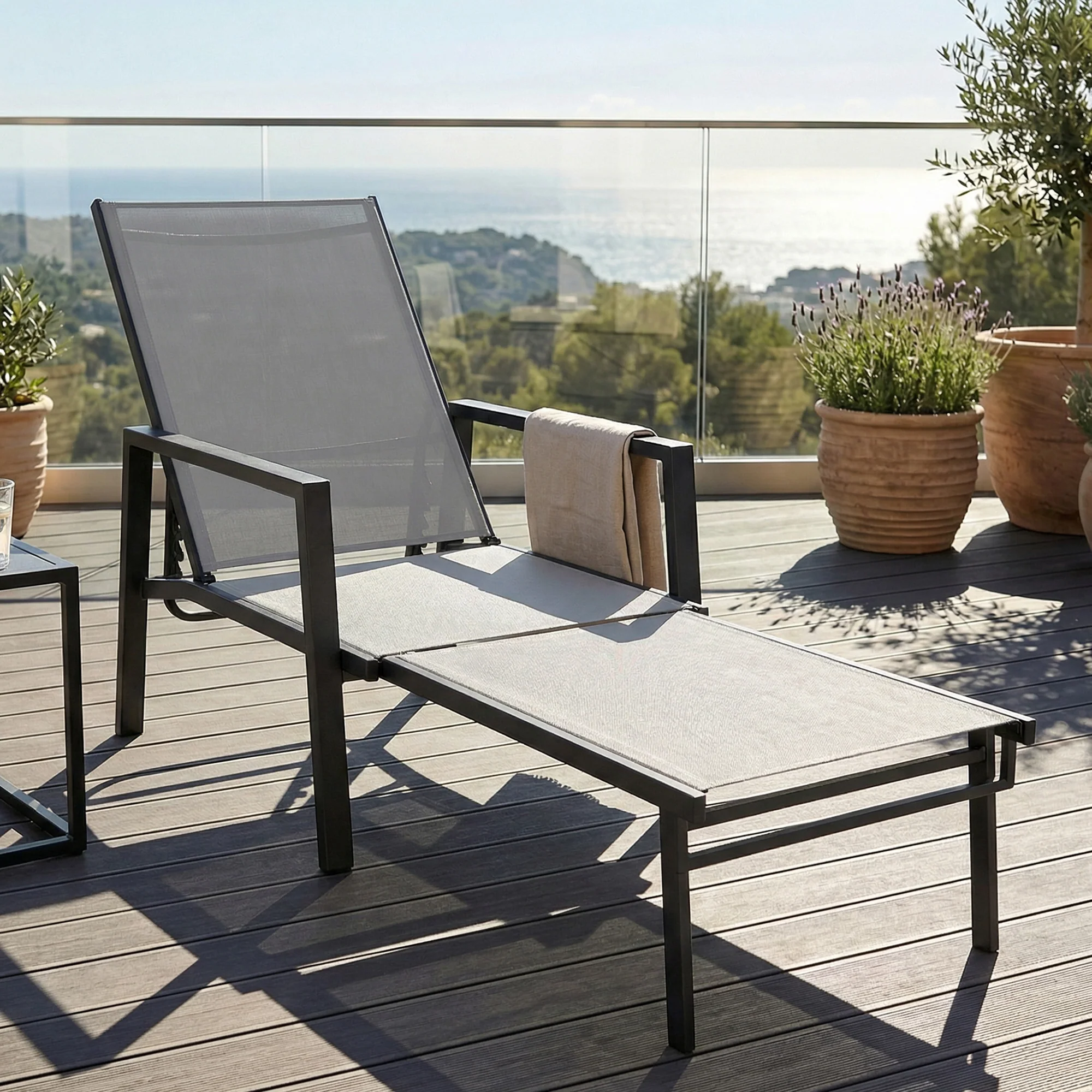 Outsunny Tumbona Plegable Con Reposapiés Retráctil Respaldo Ajustable 5 Niveles - Image 5