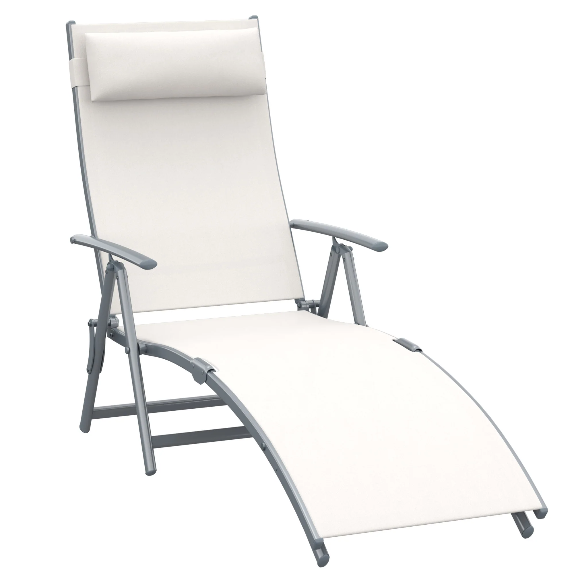 Outsunny Tumbona Plegable Con Respaldo Ajustable 137x63,5x100,5 Cm Beige