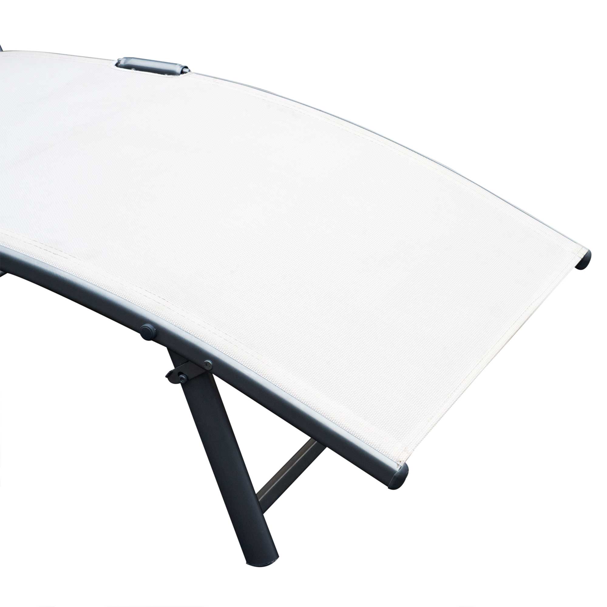 Outsunny Tumbona Plegable Con Respaldo Ajustable 137x63,5x100,5 Cm Beige - Image 4