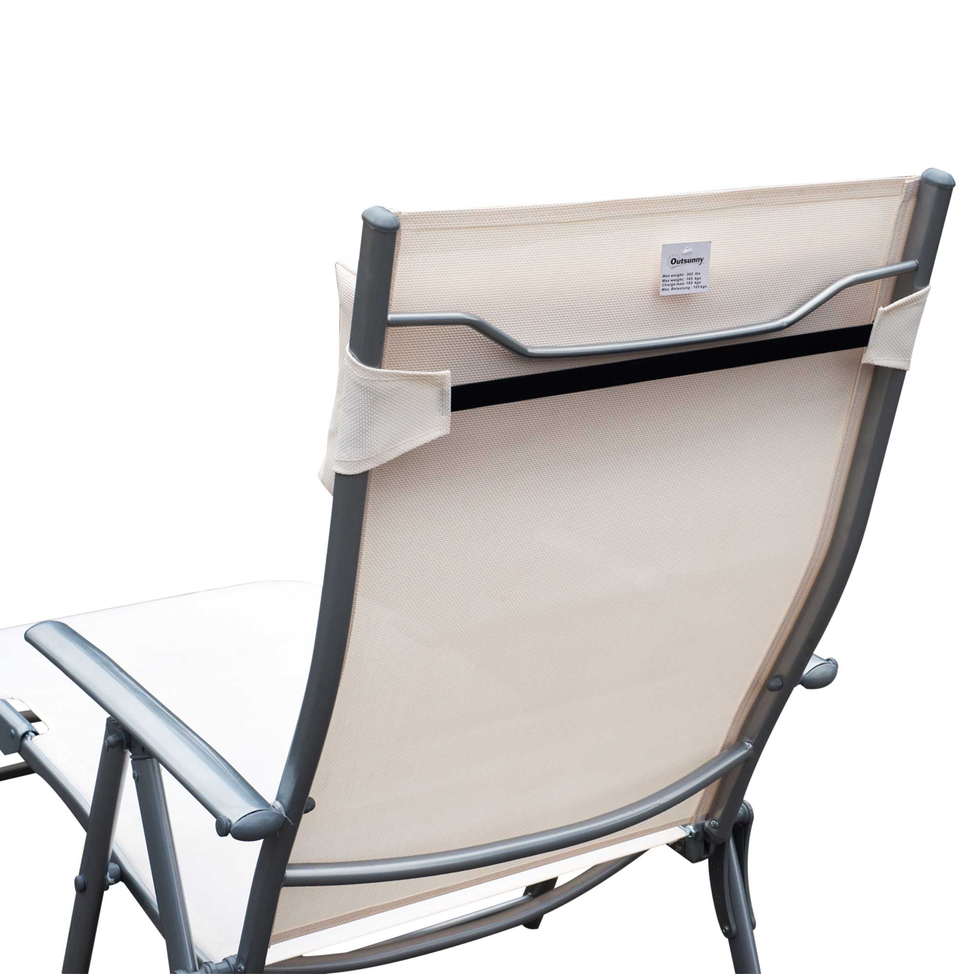 Outsunny Tumbona Plegable Con Respaldo Ajustable 137x63,5x100,5 Cm Beige - Image 5