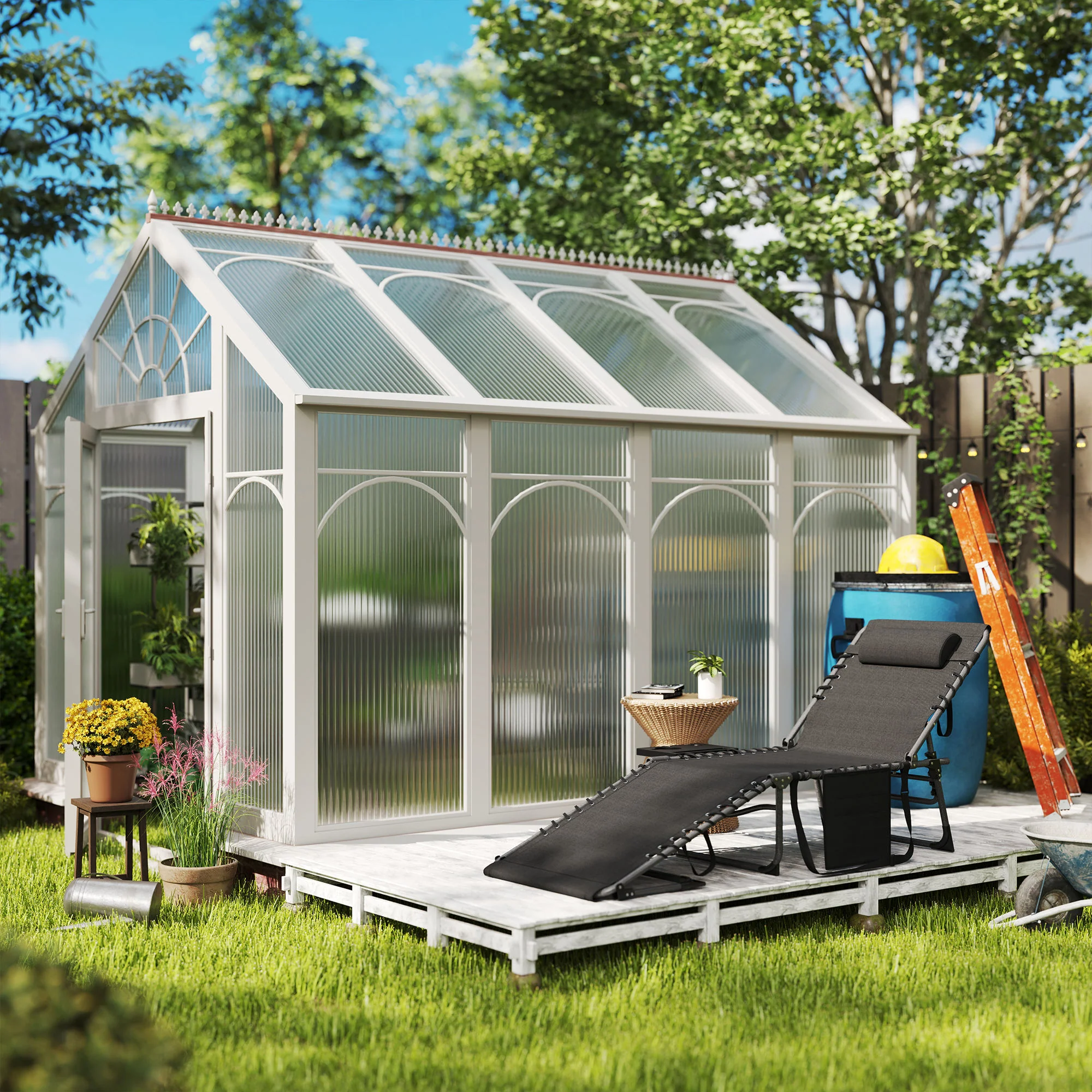 Outsunny Tumbona Plegable Con Respaldo Ajustable Mesa Y Bolsillo 190x60x31 Cm - Image 4