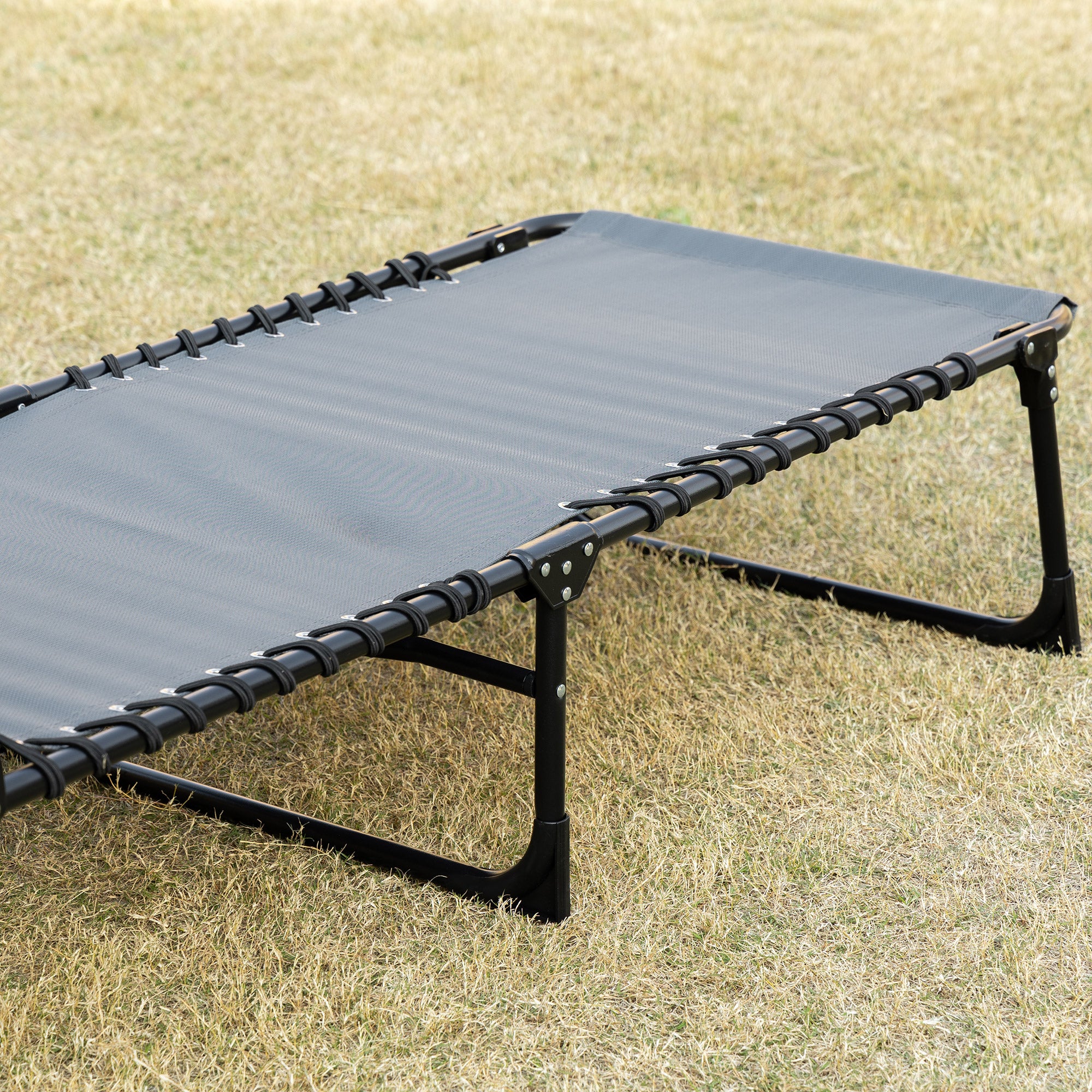 Outsunny Tumbona Plegable Con Respaldo Ajustable Reposacabezas 189x58x30 Cm Gris - Image 5