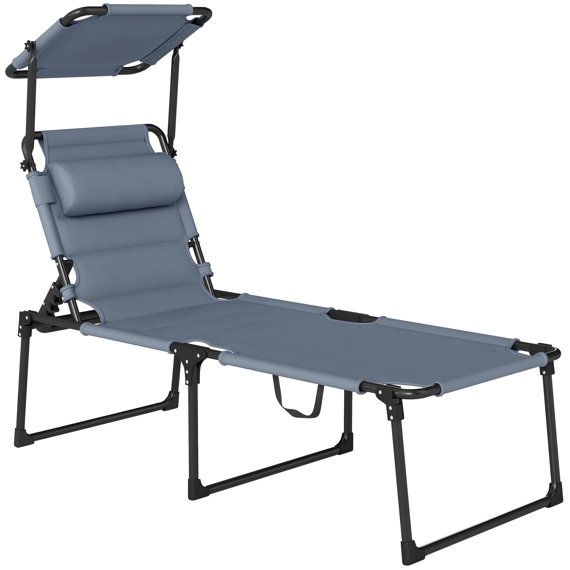 Outsunny Tumbona Plegable Con Respaldo Regulable 70x200x45 Cm Gris