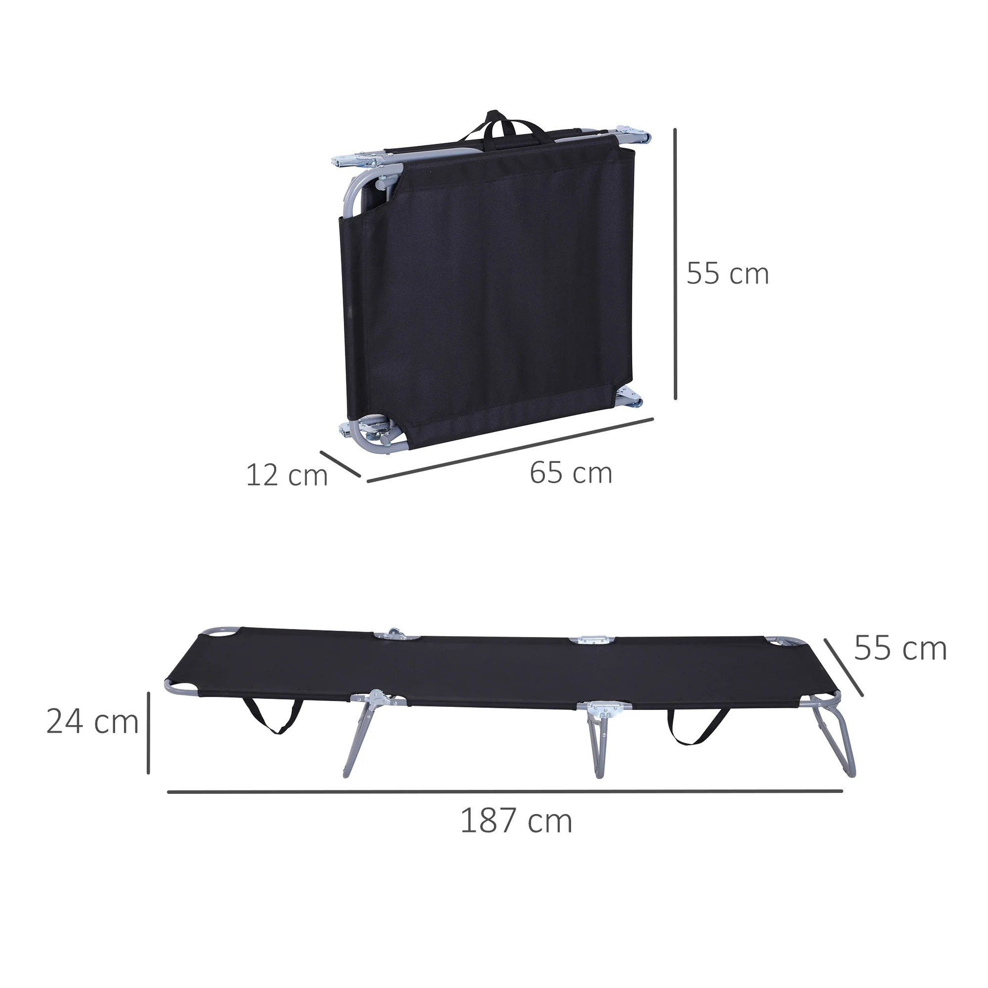 Outsunny Tumbona Plegable Respaldo Ajustable En 5 Niveles 187x55x24 Cm Negro - Image 3