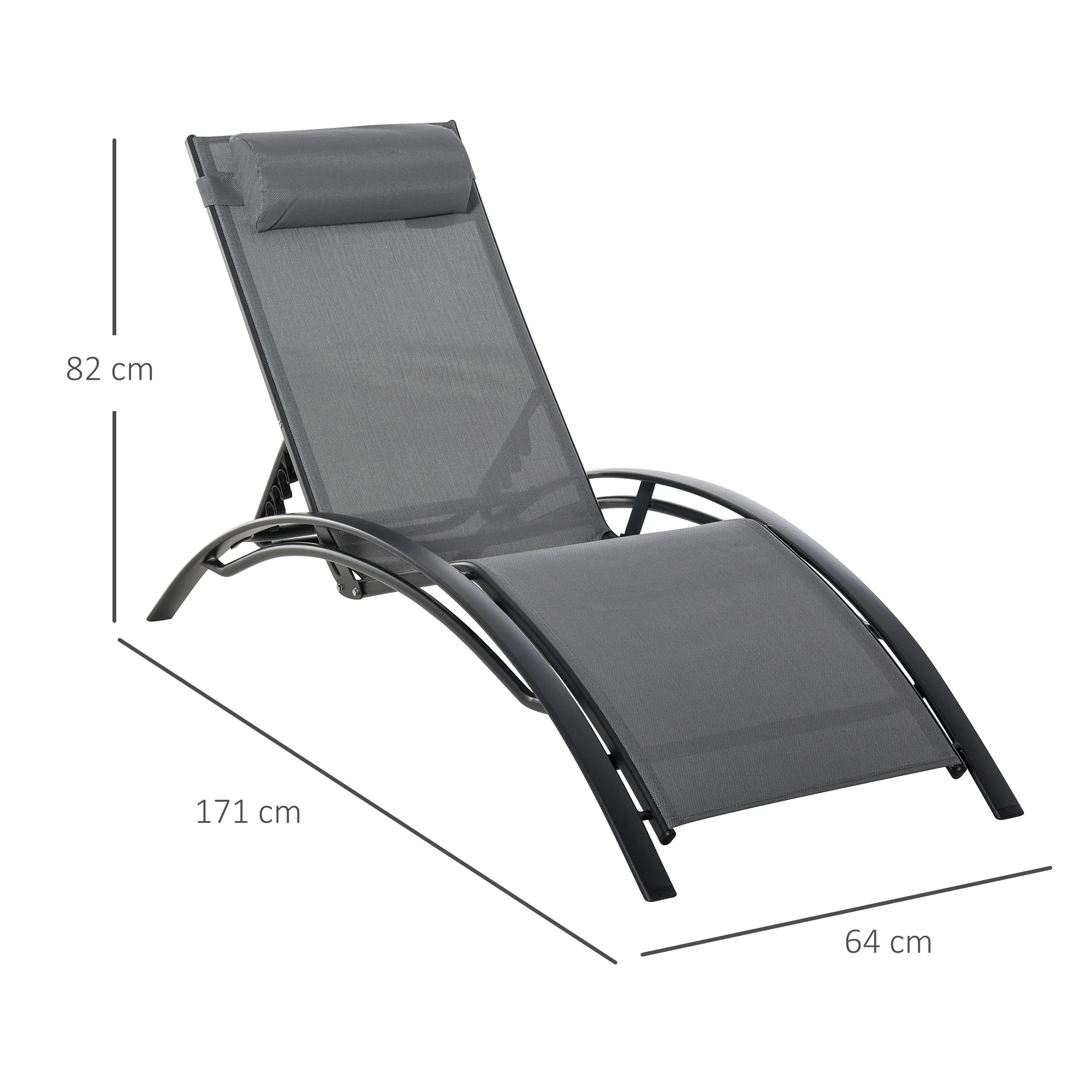 Outsunny Tumbona Reclinable Con Respaldo Ajustable Reposacabezas Extraíble - Image 3