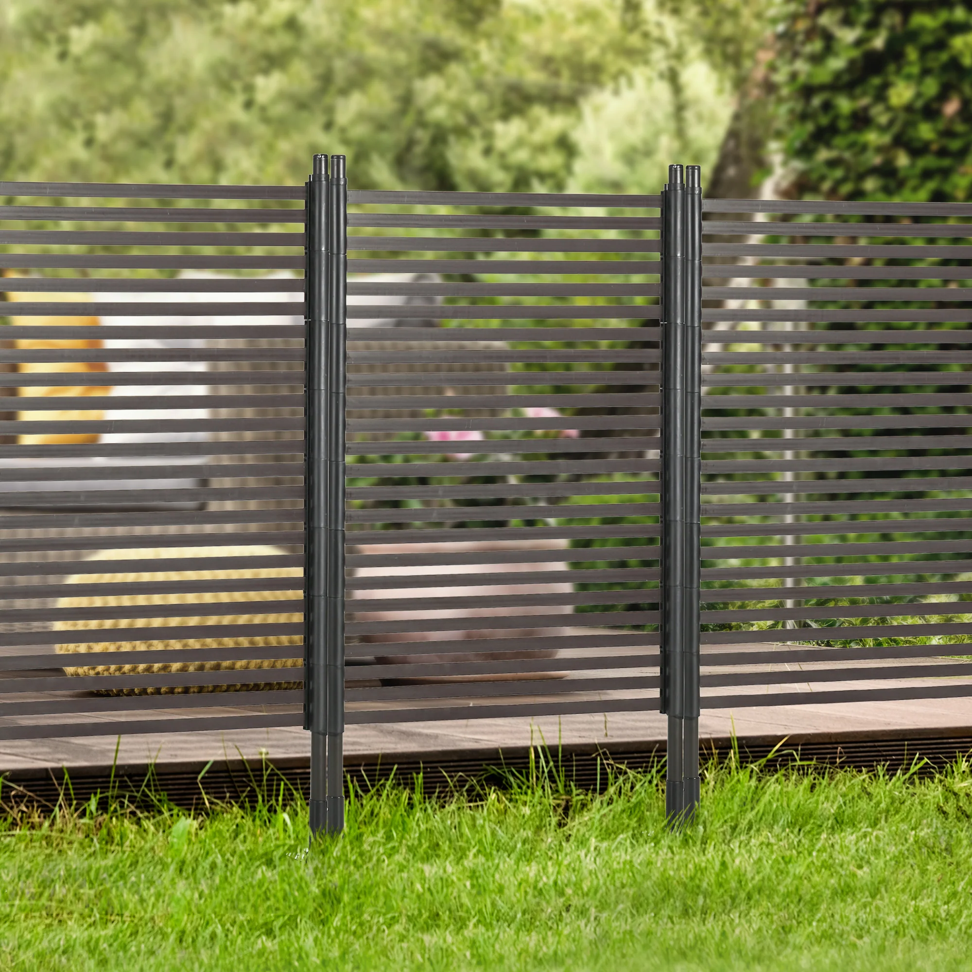 Outsunny Valla De Jardín De Acero Con Revestimiento De Pe 93x22x150 Cm Marrón - Image 4