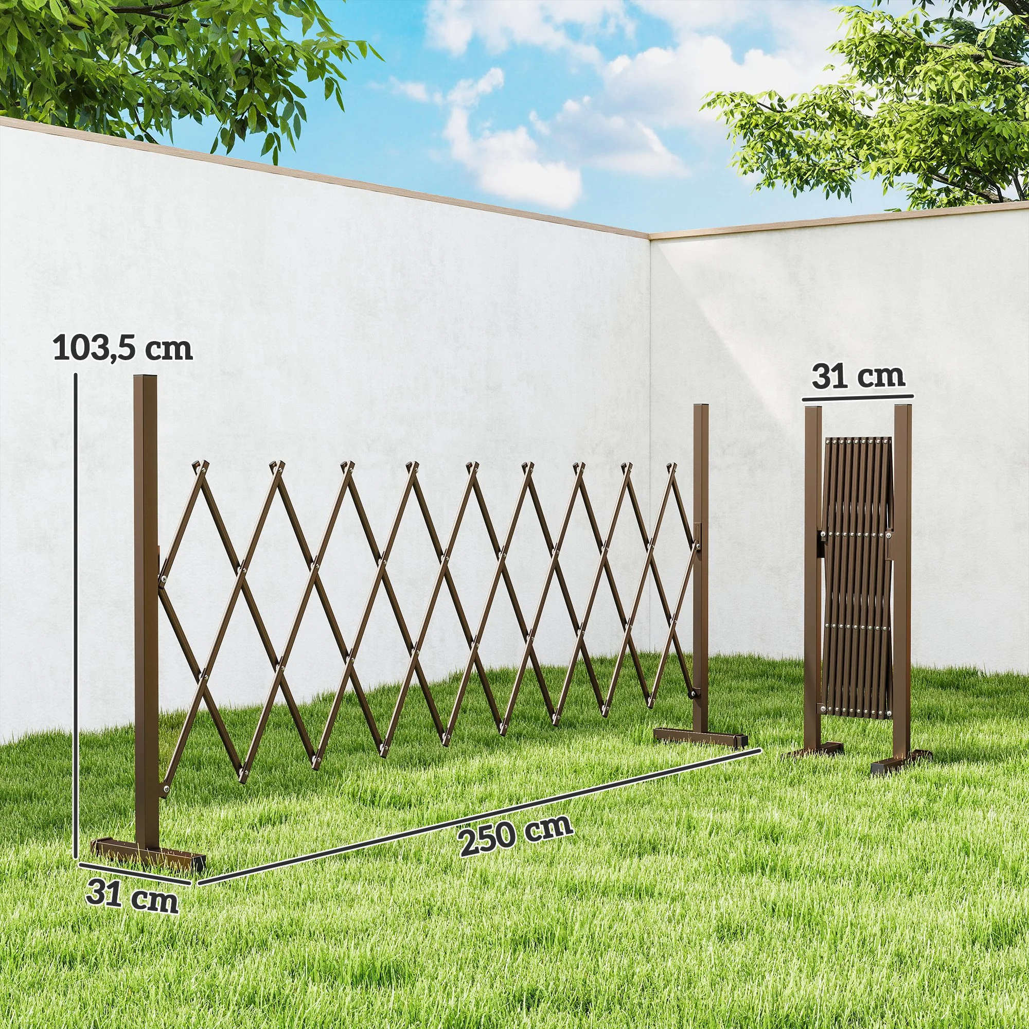 Outsunny Valla De Jardín Exterior Extensible De Aleación De Aluminio Café Oscuro - Image 3
