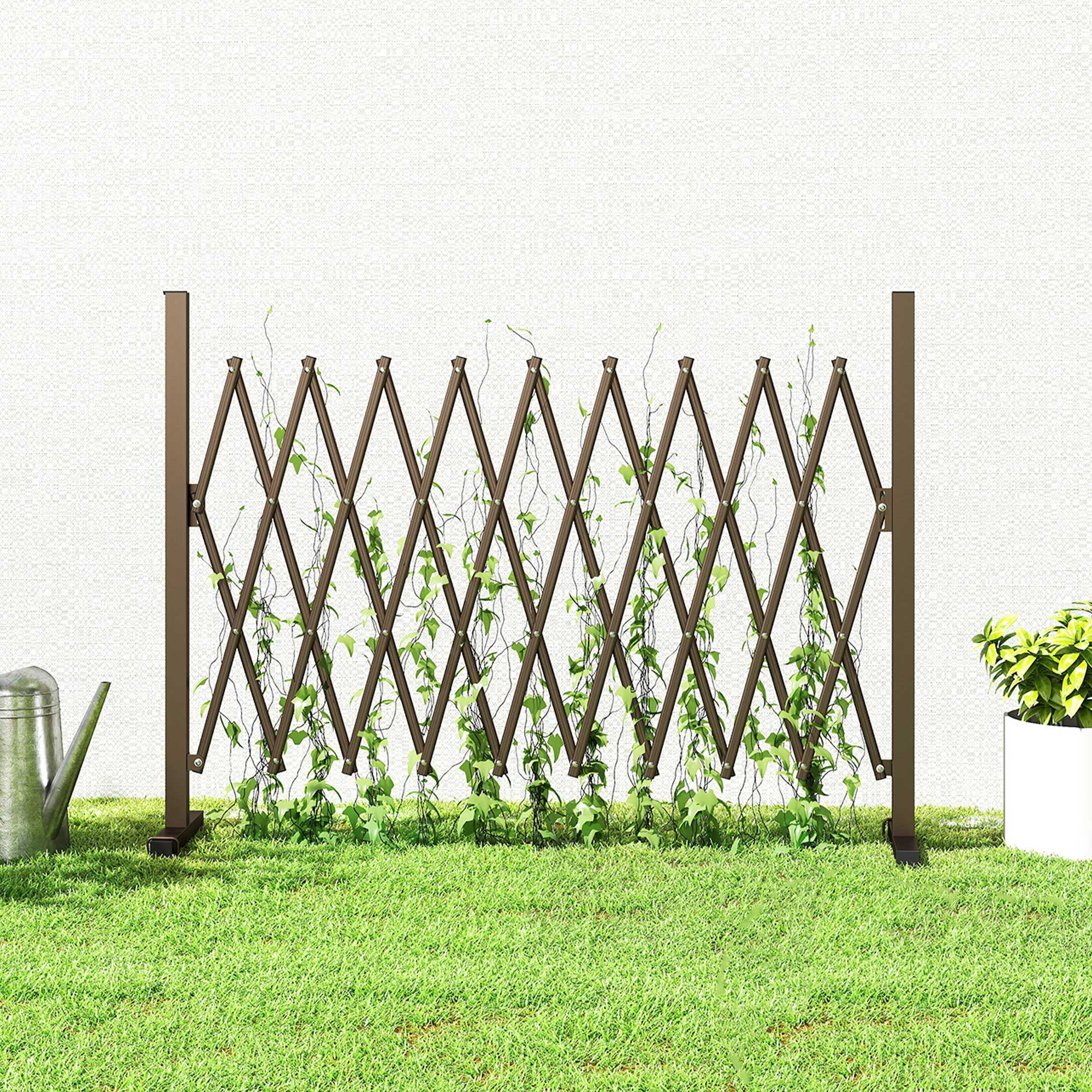 Outsunny Valla De Jardín Exterior Extensible De Aleación De Aluminio Café Oscuro - Image 5