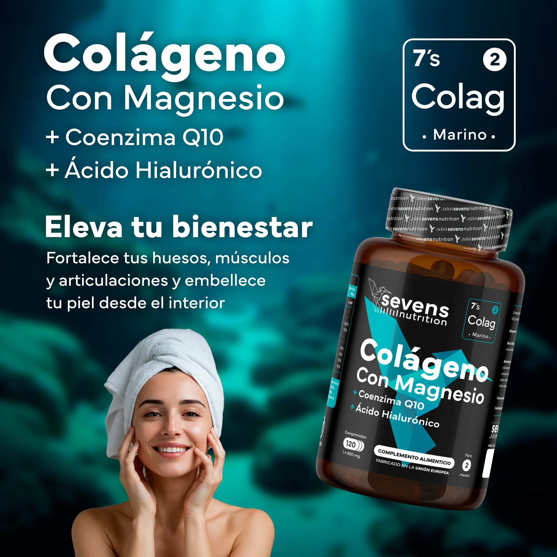 Pack 2x Colágeno Con Magnesio Sevens Nutrition. Piel, Huesos Y Articulaciones. - Image 2