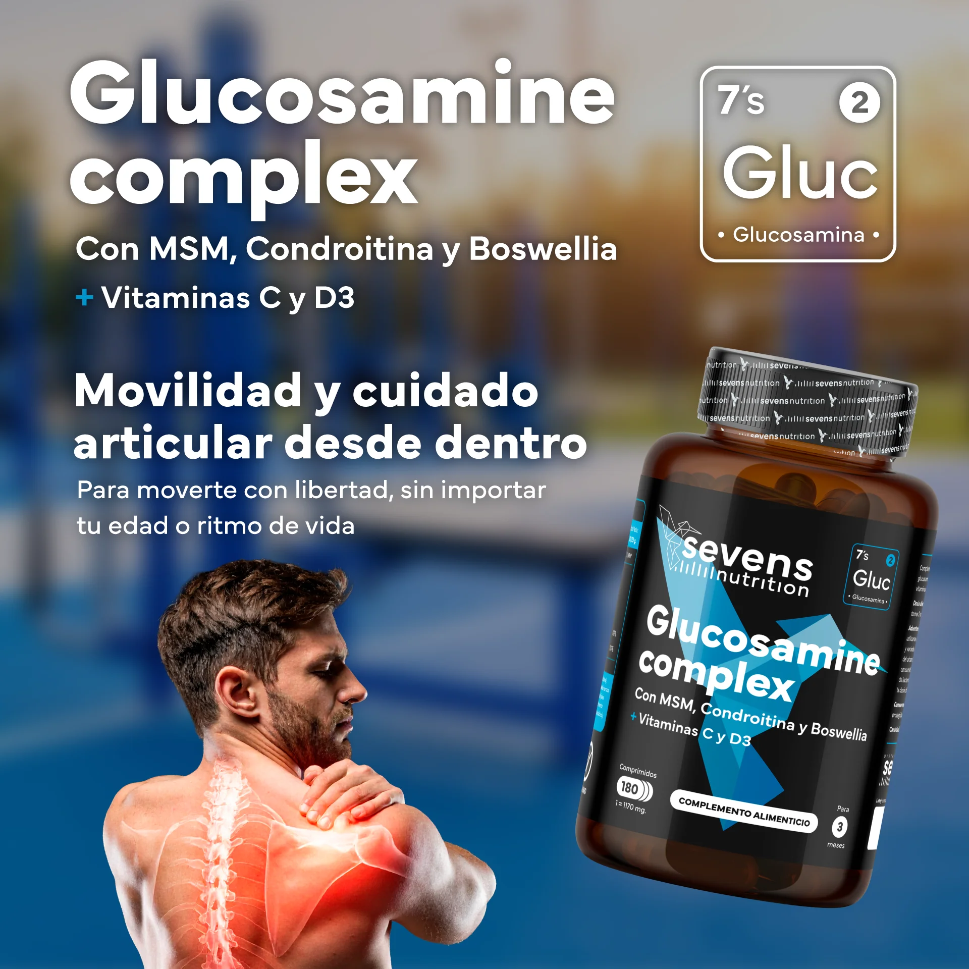 Pack 2x Glucosamina Con Condroitina, Msm, Boswellia, Vitaminas C Y D3. Sevens Nutrition. Cuidado De La Salud Articular. - Image 2