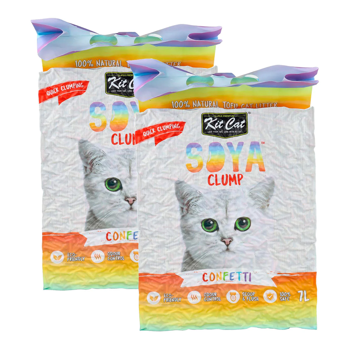 Pack 2x Kit Cat SoyaClump Pack Ahorro - Confetti 7 L Arena Vegetal para gatos