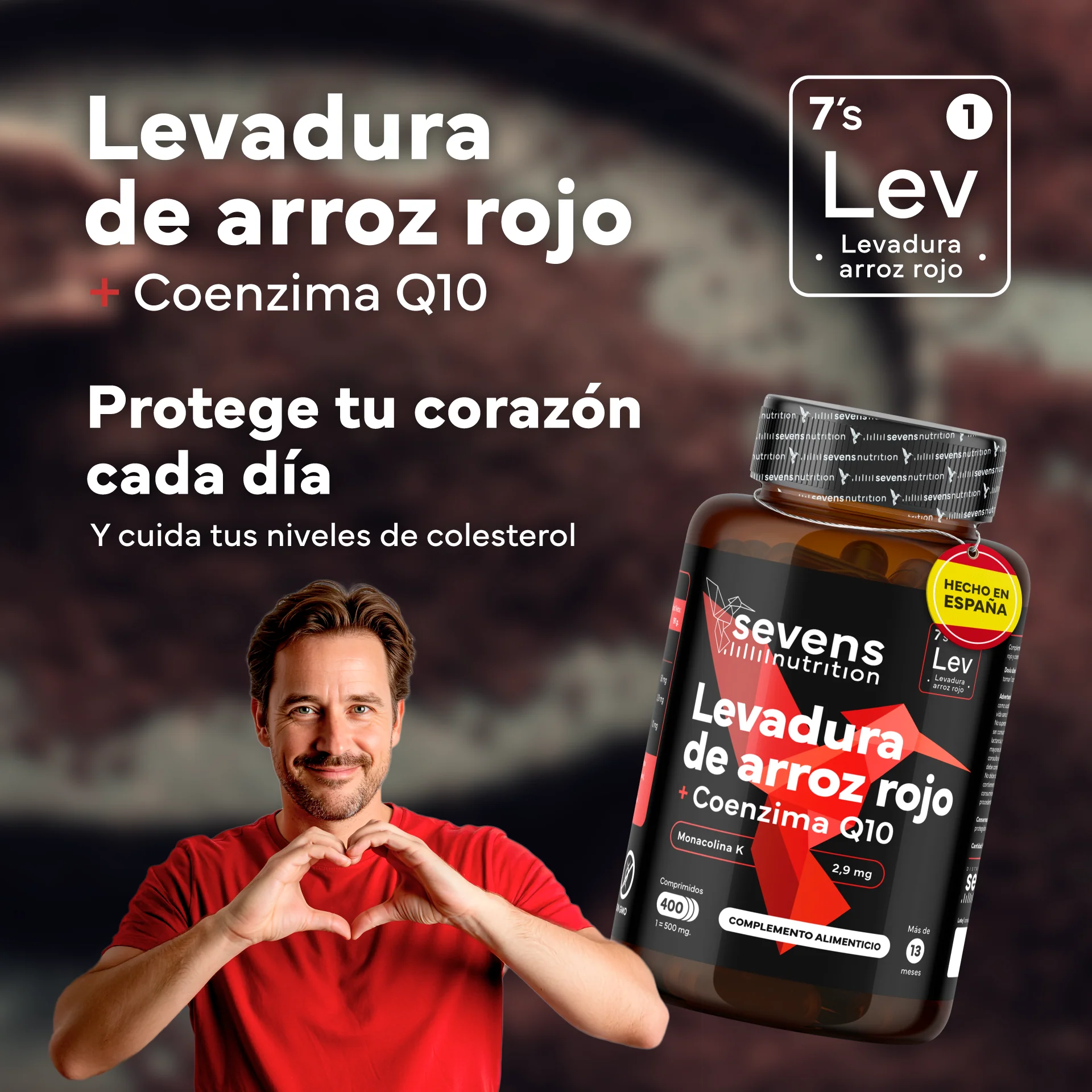 Pack 2x Levadura Arroz Rojo Sevens Nutrition. Con Monacolina K Y Coenzima Q10 - Image 2