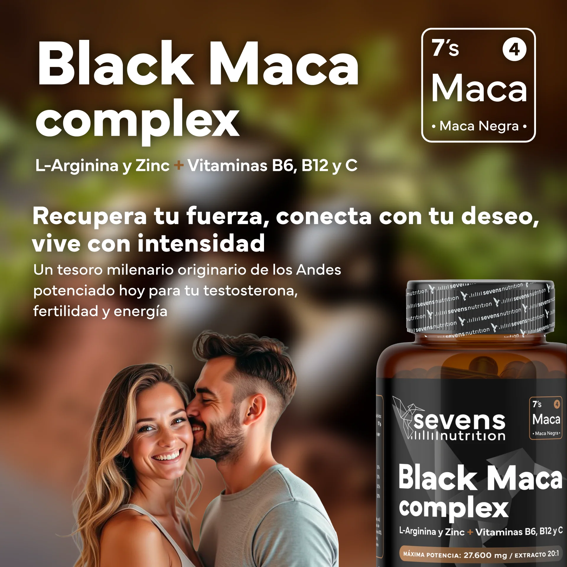 Pack 2x Maca Negra Con L-arginina Y Zinc + Vitaminas B6, B12 Y C. Reduce El Cansancio Y Aumenta Energía - Image 2